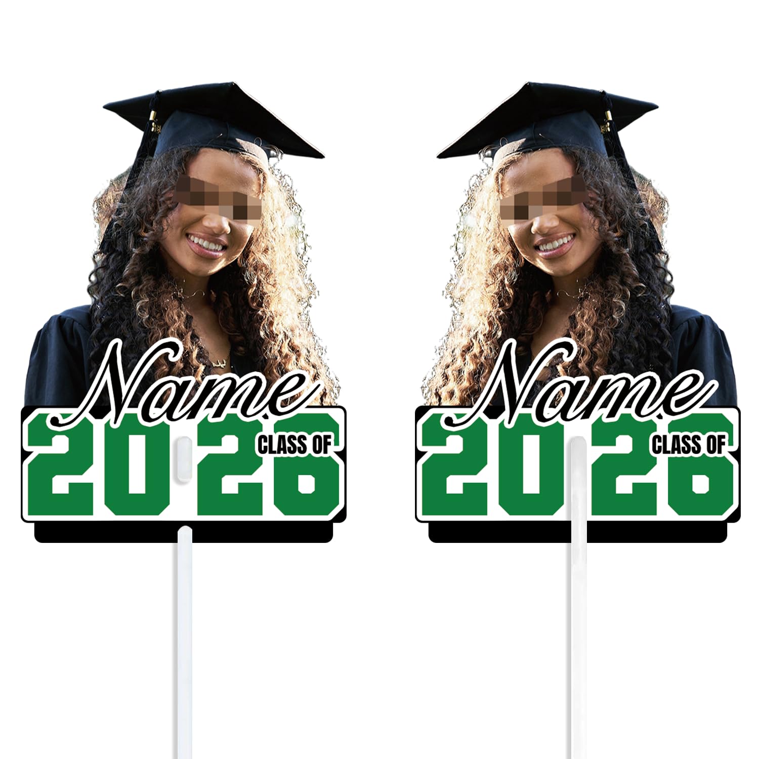 Dicodes Personalized Graduation Double Sided Face Fan Class of 2026 Customized Graduation Head Face Cutout Congrats Grad Picture Party Decoration(Dark
