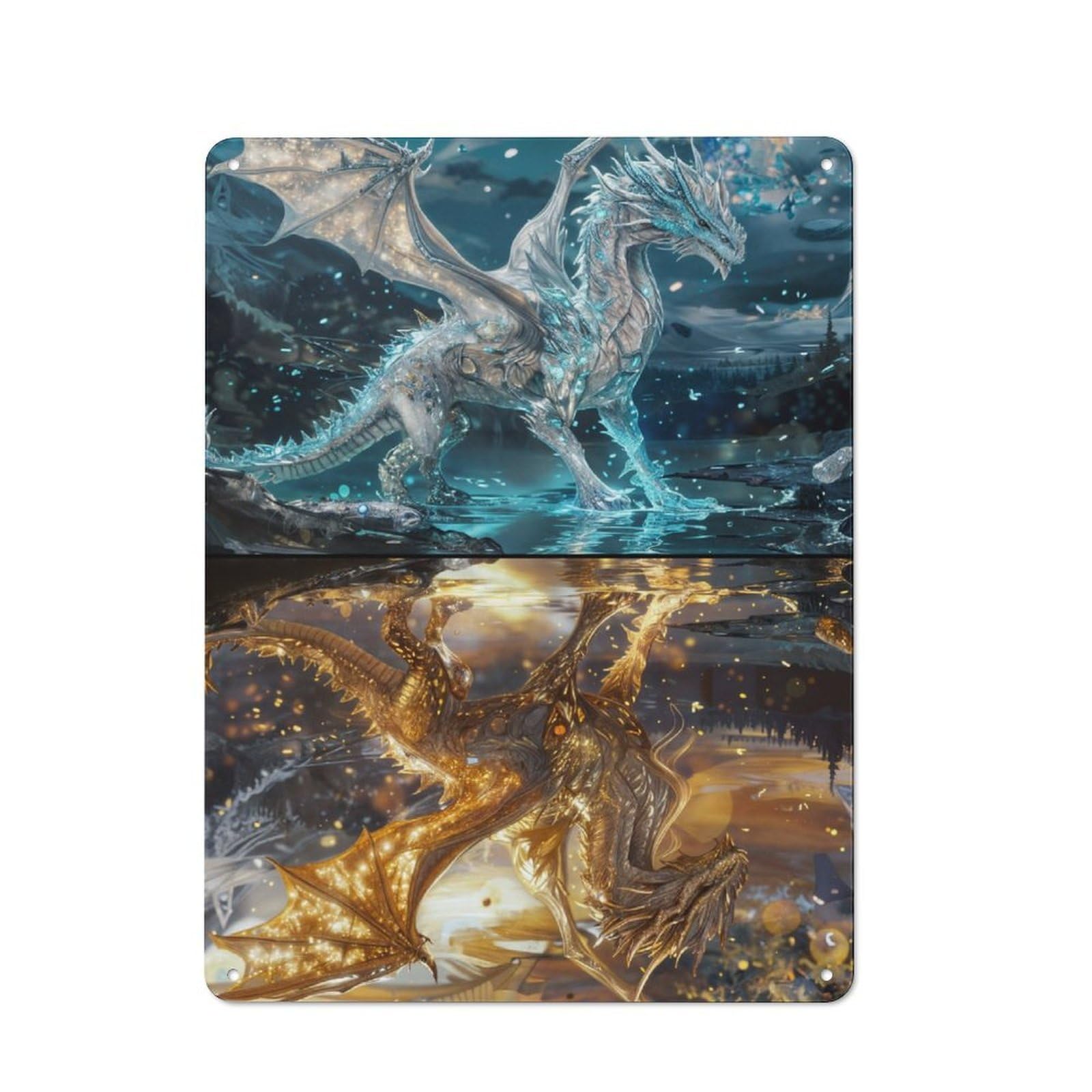 Junmoney Upside Down Dragons Vintage Tin Sign 40X30cm With For Home Office Or Studio, For Home Office Decor Fans Refreshing A Room In Autumn