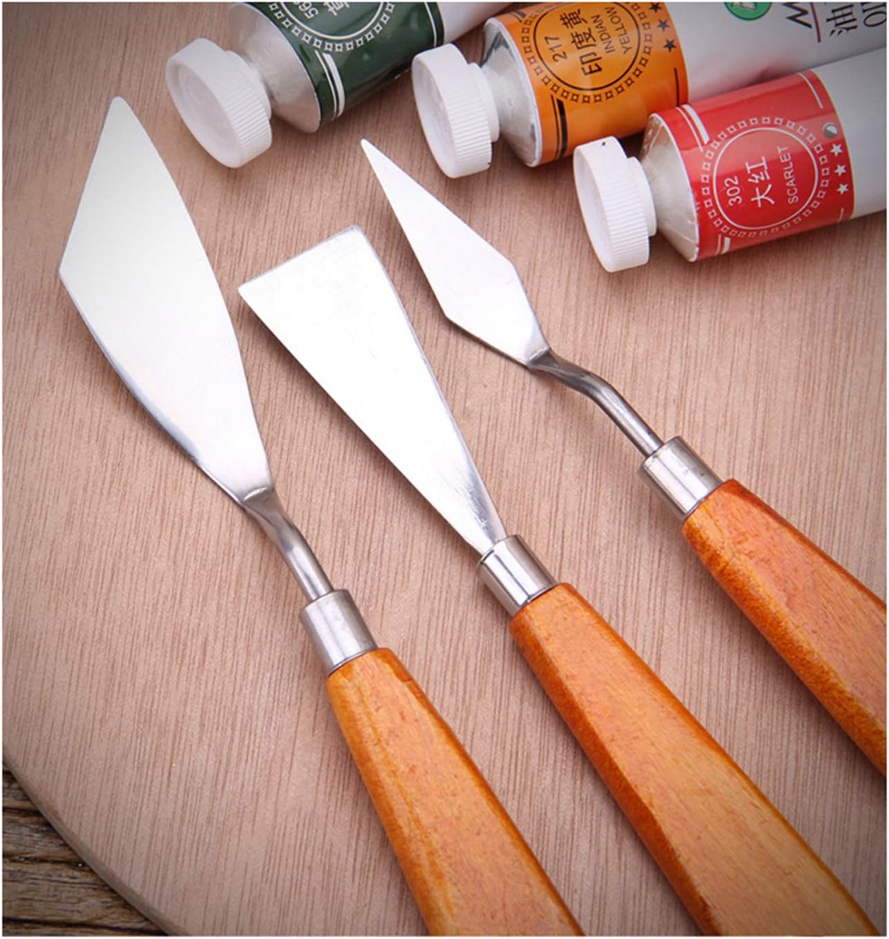 3Piece Palette Knife Art Mixing Scraper, Palette Knife Set, Stainless