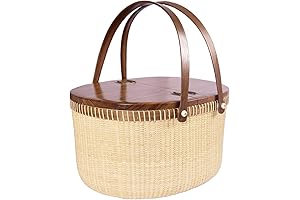Nantucket Basket Crafts Double Open 'Activity' Picnic Basket Handcrafted in Maine