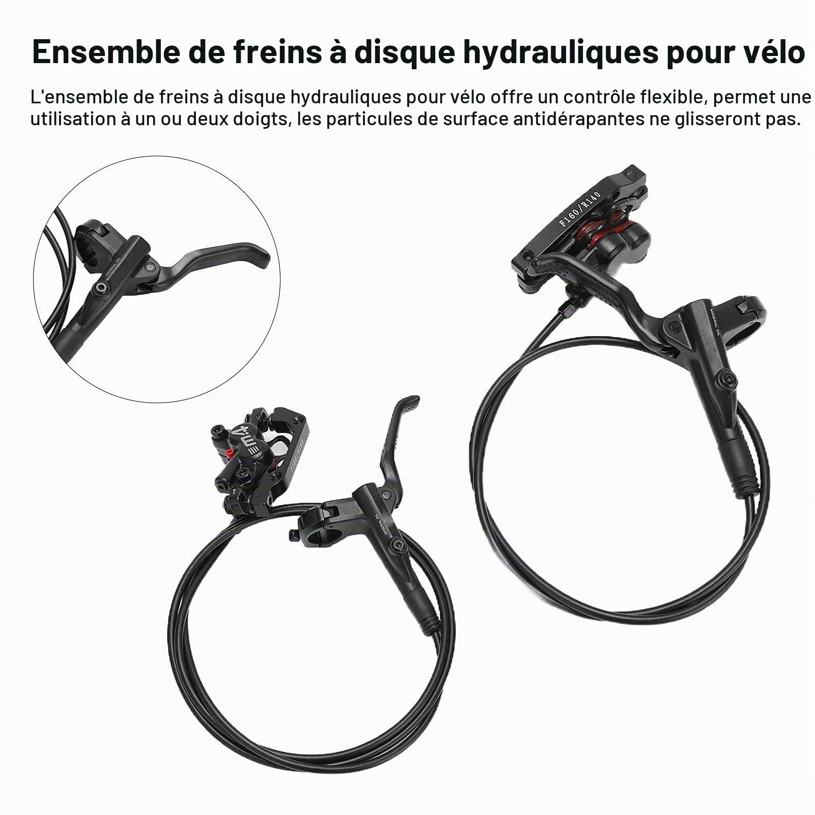 Kit de Freins à Disque à Pression D'huile MEROCA M4 VTT MT420 étriers Avant Arrière 4 Pistons avec 1 Paire de Rotor de Frein à Disque 160mm