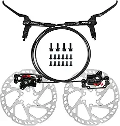 ZTZ Conjunto de freio a disco hidráulico MTB, kit de freio hidráulico de pistão duplo com rotores de 160 mm para mountain bike (dianteiro esquerdo 850 mm e traseiro direito 1550 mm) (dianteiro +