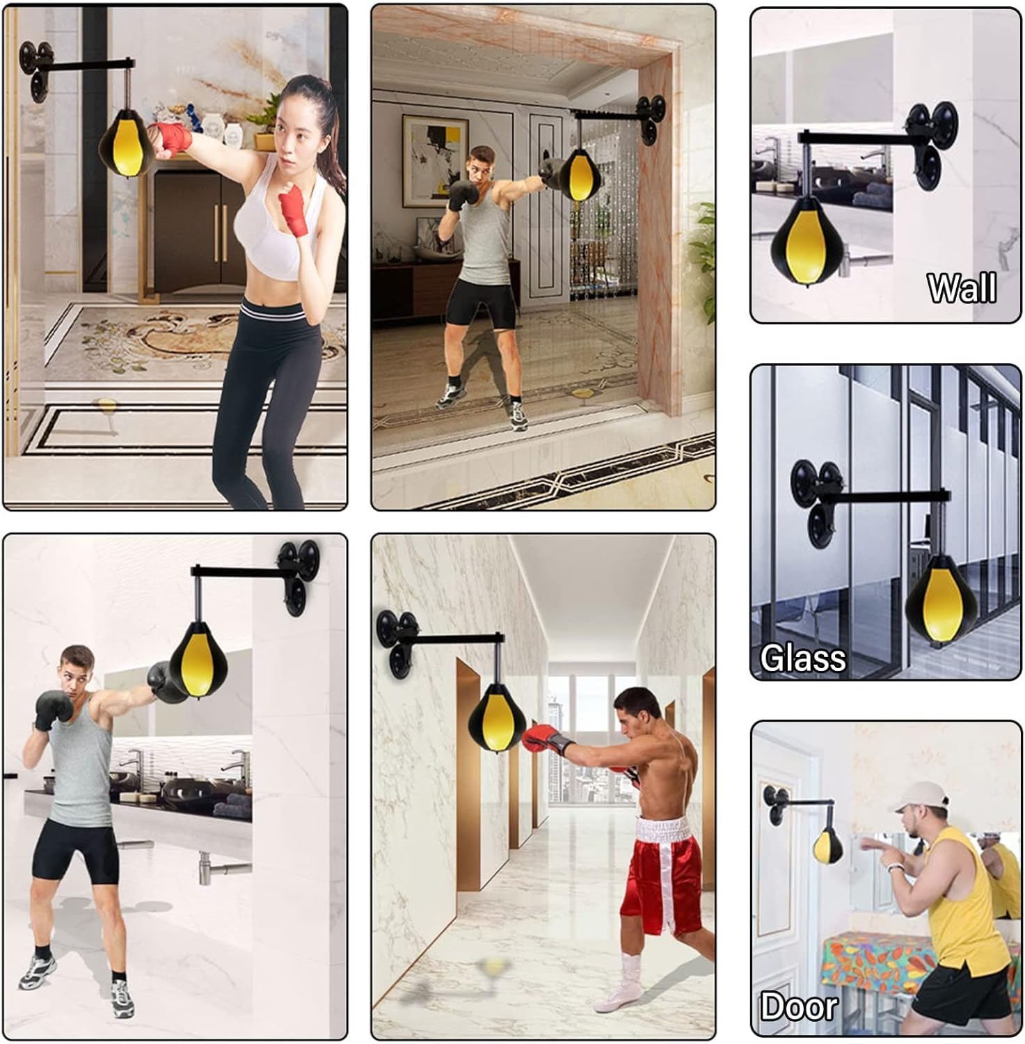Speed Bags Für Das Boxen Wandhalterung Flexible Leder Puhing Bag Für Erwachsene Kinder Saugnapf Relief Stress Balls Spielzeug Für Das Training Workout, Black, 22 cm (8.6 inch)