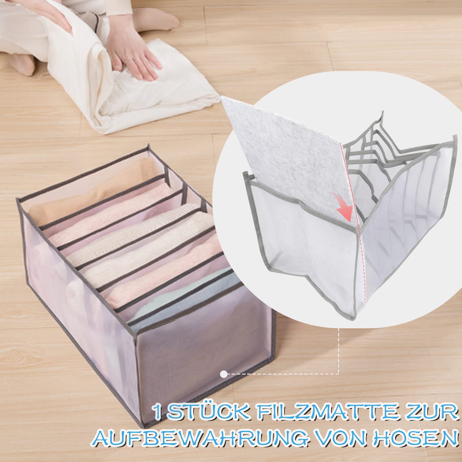 2 Contenitori Pieghevoli Per Vestiti - Organizer Con 7 Scomparti - Grigio - Per Jeans, Magliette, Intimo - Foto 2