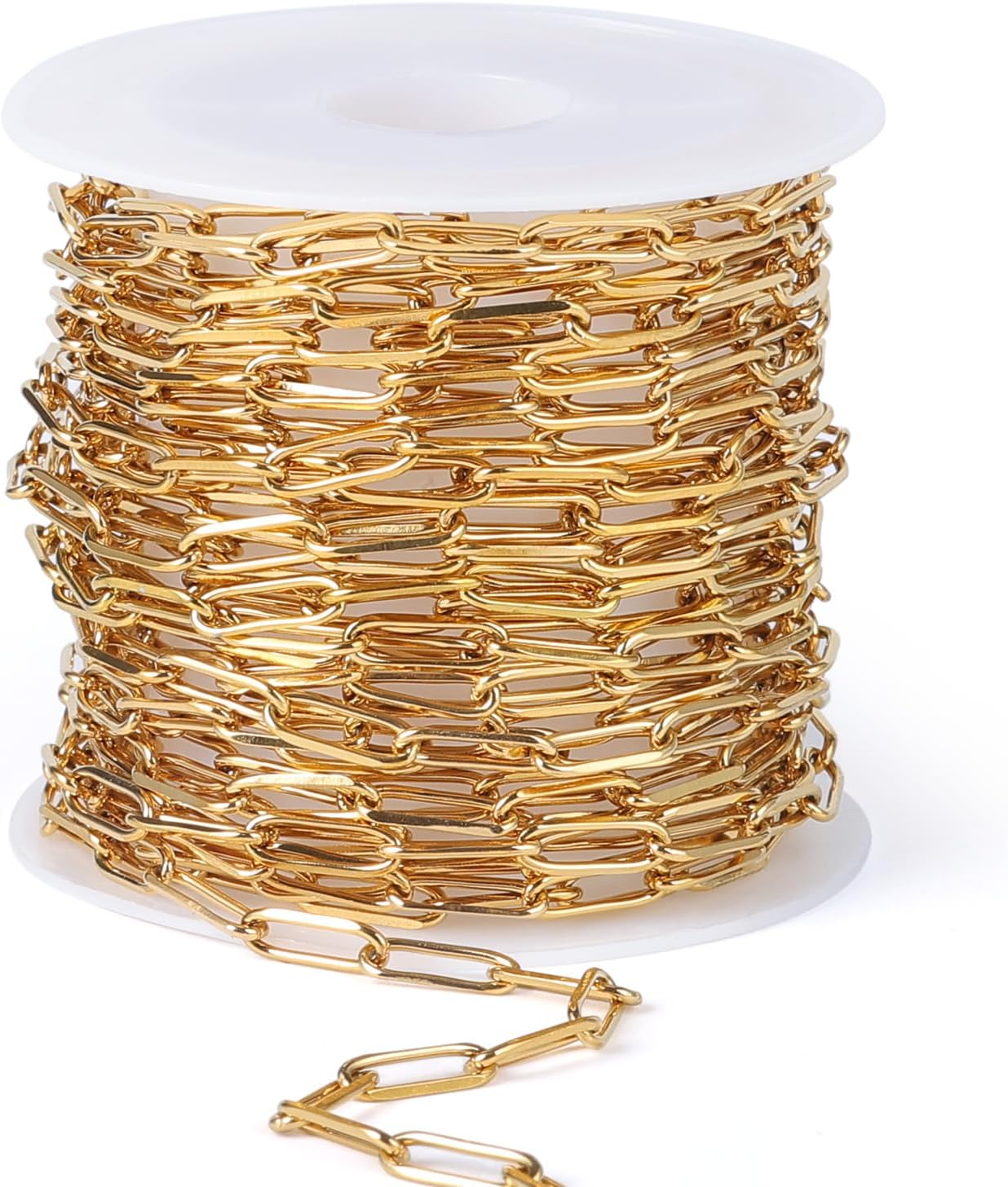16.5FT Gold Paperclip Chain for Jewelry Making 4.3MM Stainless Steel Chains