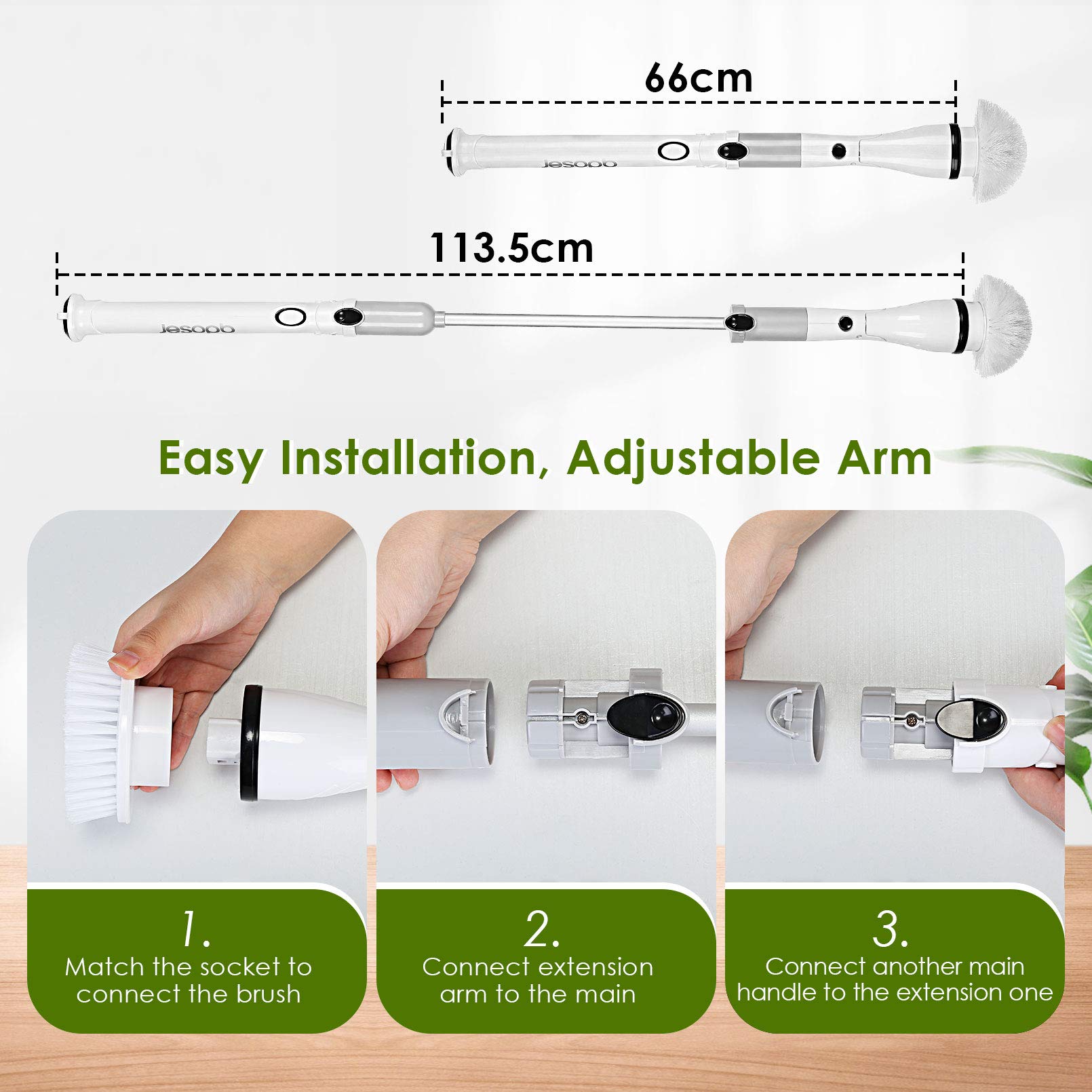 DECMAY Depurador de Suelo eléctrico con 5 Cabezales de Cepillo de Limpieza reemplazables, Cepillo de fregado de Ducha Giratorio para Suelo, baño, Cepillo de Limpieza para Suelo de Cocina (Gris)