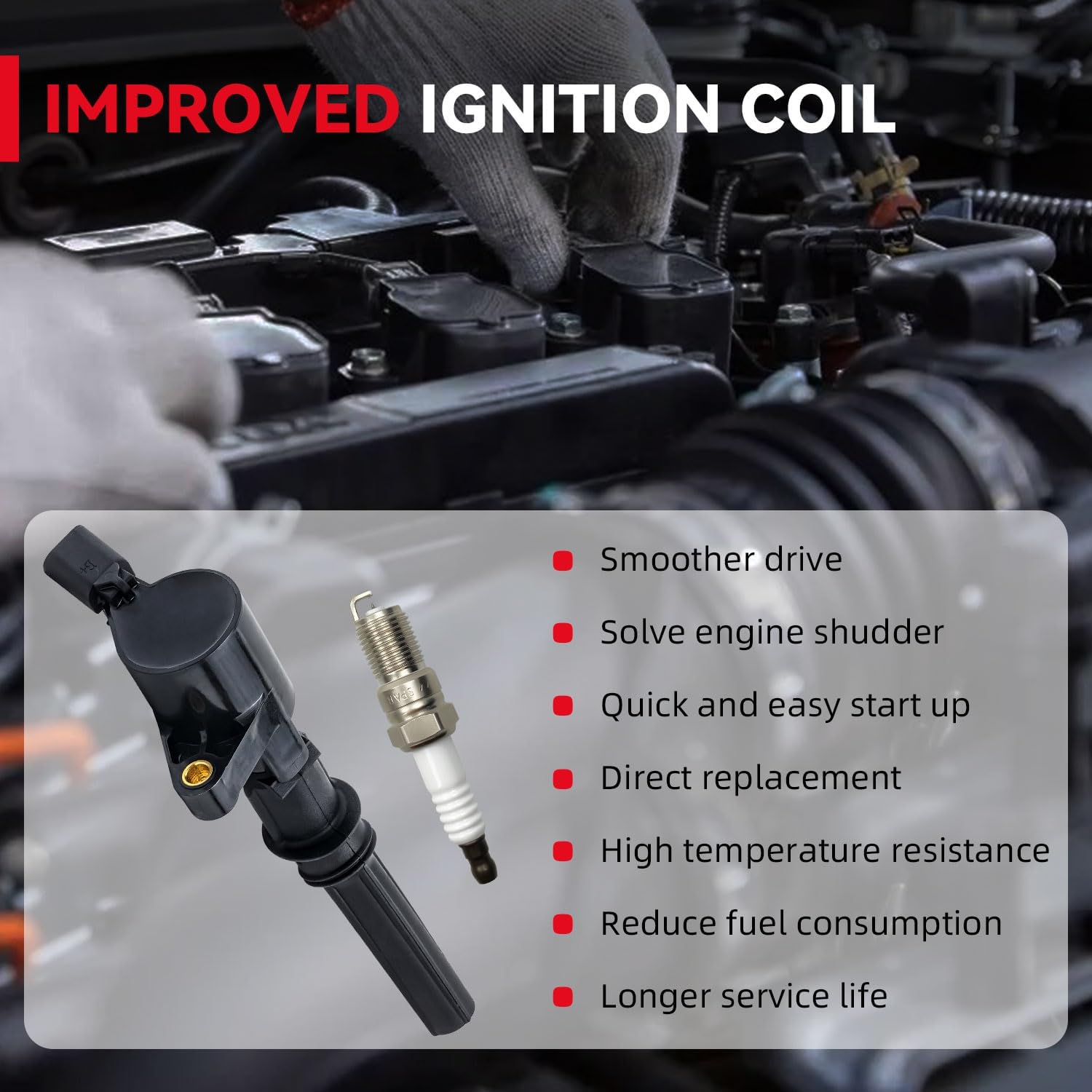 8pcs Ignition Coil Packs 8pcs Iridium Spark Plugs Fit E-Van Super Duty Crown Victoria Town Car Grand Marquis Expedition Excursion Explorer Mountaineer F150 F53 Mustang Navigator 4.6L 5.4L 6.8L
