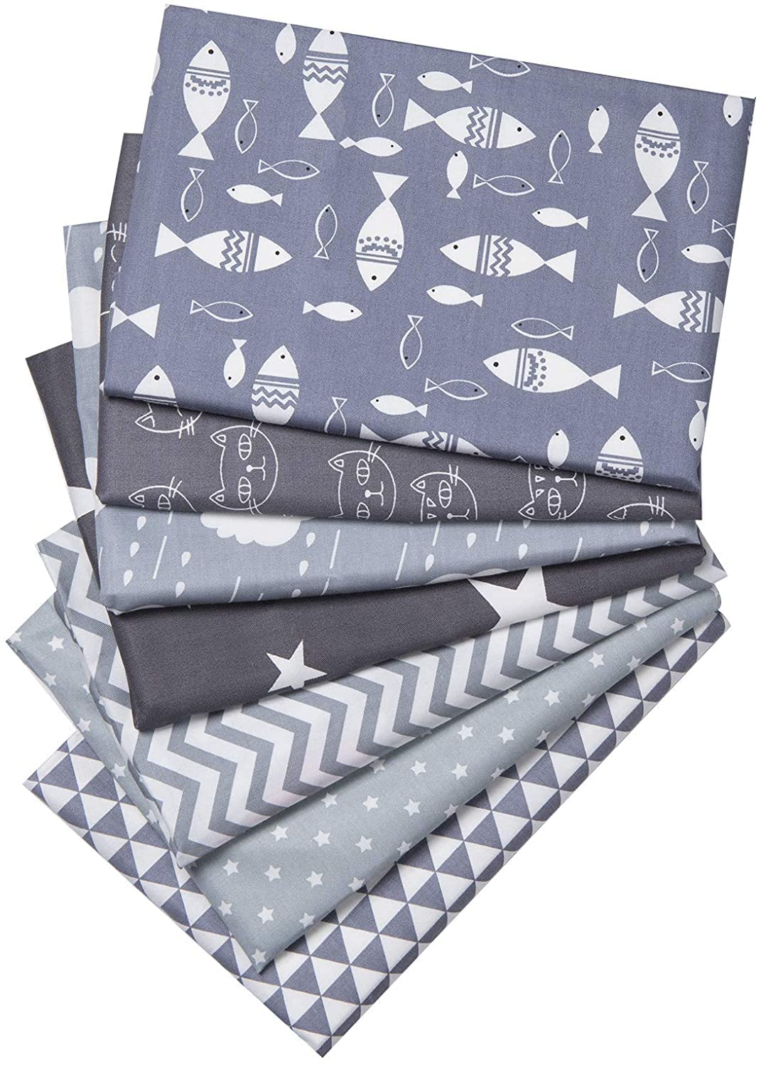CraftsFabrics 7pcs/Lot (16"x20") Printed 100% Cotton Fat Quarters Fabric Bundles for Quilting Scrapbooking, Arts & Crafts - Image 2