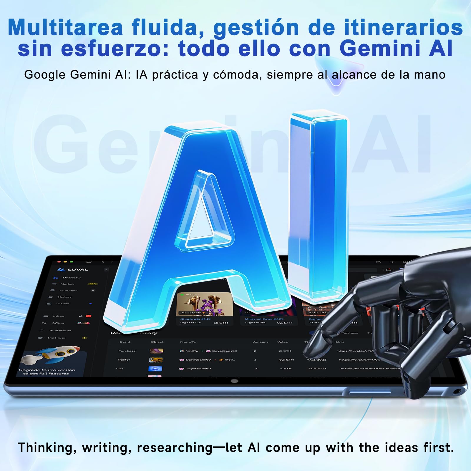 2026 Tablette 10 Pouces Android 15 Gemini AI, 30Go RAM + 128Go ROM (2To TF), Octa-Core 2,0GHz, 8000mAh, GMS & Widevine L1, WiFi 5G, BT 5.0, GPS, 2 en 1 Tablette Tactile avec Clavier et Souris - Bleu