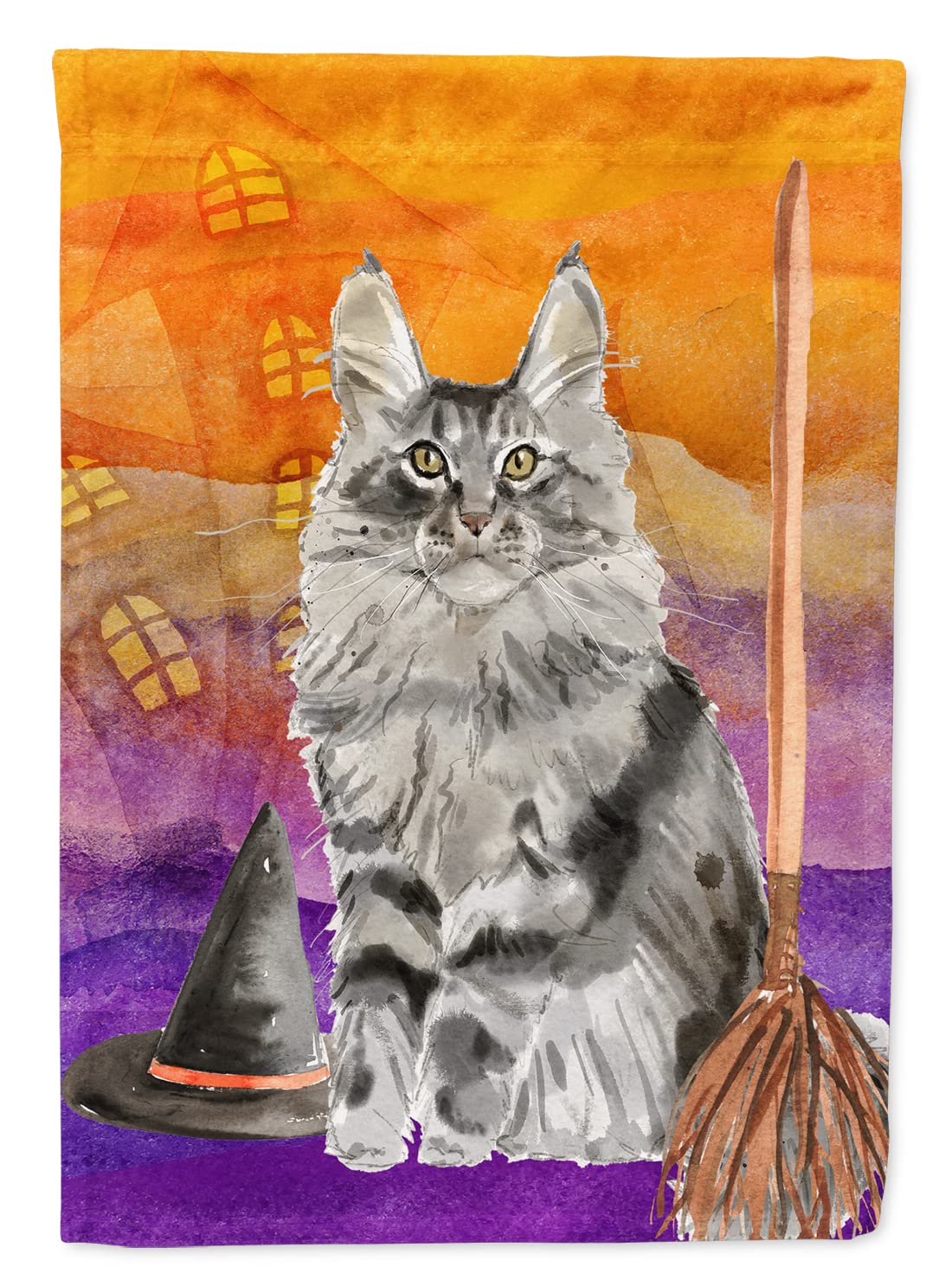 Drapeau Maine Coon Halloween résistant aux intempéries grand format pour décoration extérieure