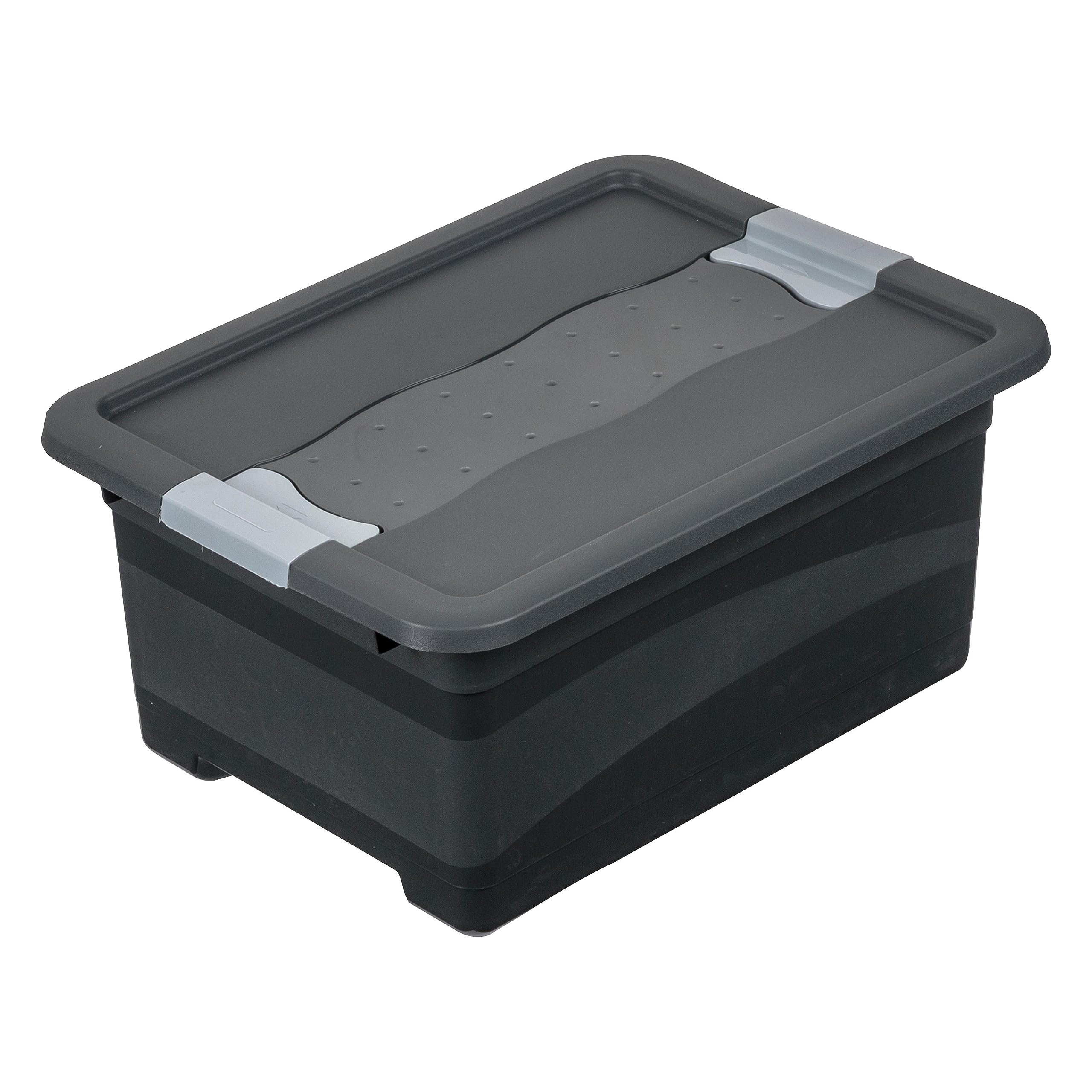 Boîte De Transport Keeeper 24L - Extra-Robuste - 39,5x29,5x30 Cm - Fermeture Coulissante - Gris