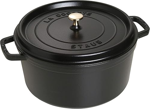 Staub olla de hierro cocotte redonda de 6-14 cuartos de galón, Negro mate