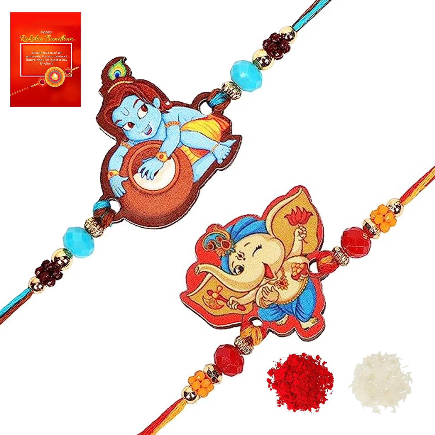 Aarohi Jewells Bal Ganesh Ganpati Mahabali Hanuman Krishna Multicolor Crystal Cartoon Rakhi for Kids (Krishna Ganesh) with Roli Chawal& Greeting Card. (B0CBZ9PVFL) Amazon Price History, Amazon Price Tracker