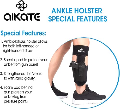 Miniatura 9 de Funda de tobillo para transporte oculto, pistoleras de transporte de piernas con bolsillo para cargador para Glock 19 23 26 27 30 36 42 43, S&W M&P