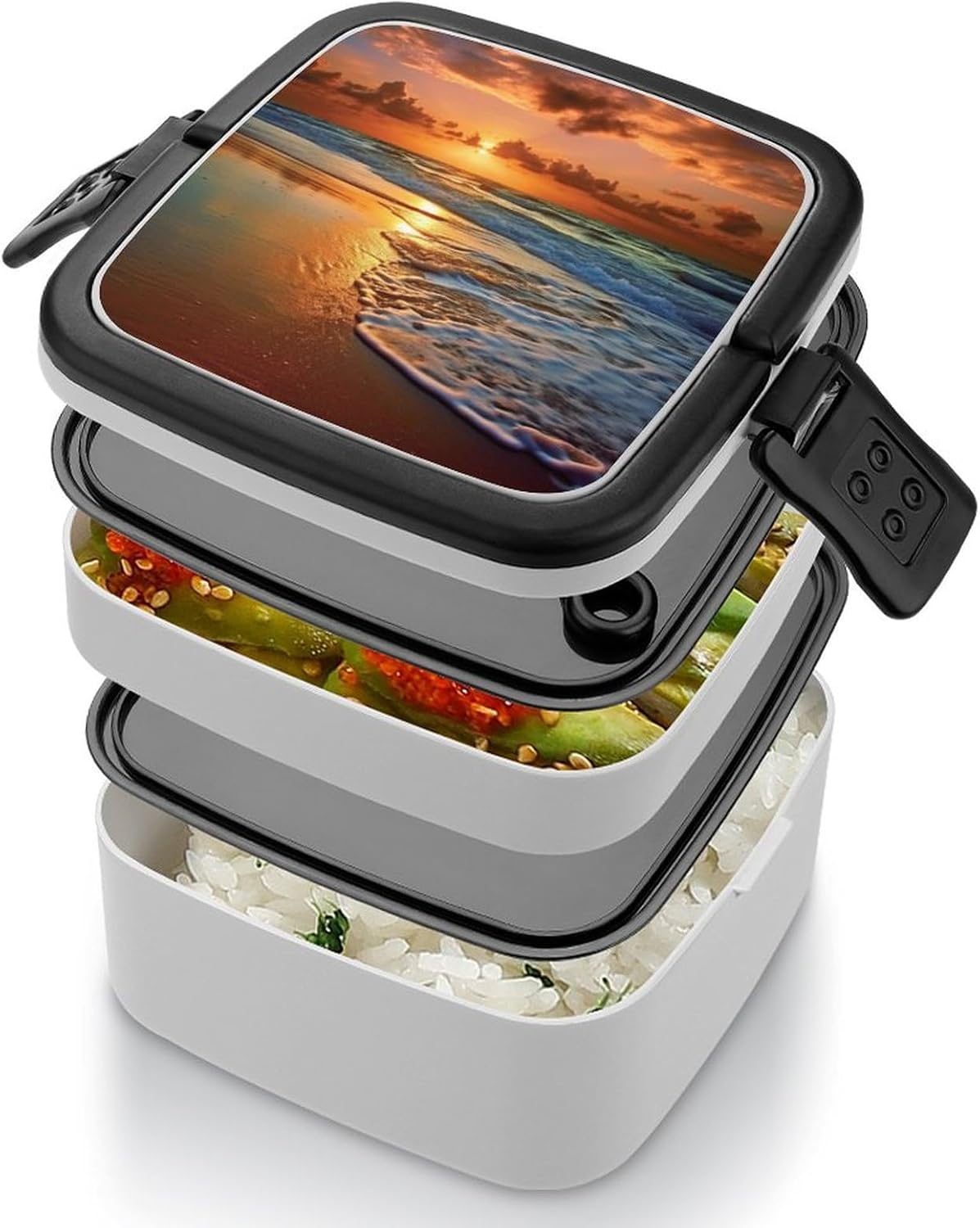 Adults Lunch Box Adult Bento Box Stackable Bento Box BPA-Free Evening Beach Sea Water Lunch Box Food Container Ideal for Meal Prep, Work, And On The Go