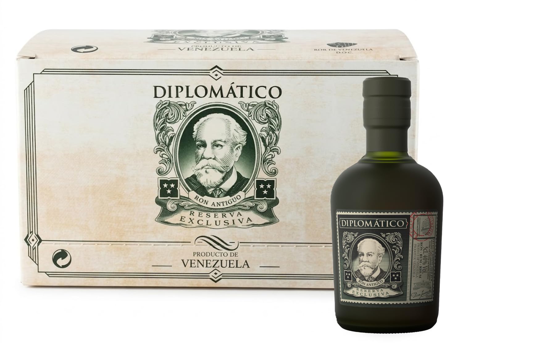 Diplomático Reserva Exclusiva, Ron Antiguo - pack 12 x 5cl miniaturas Cristal