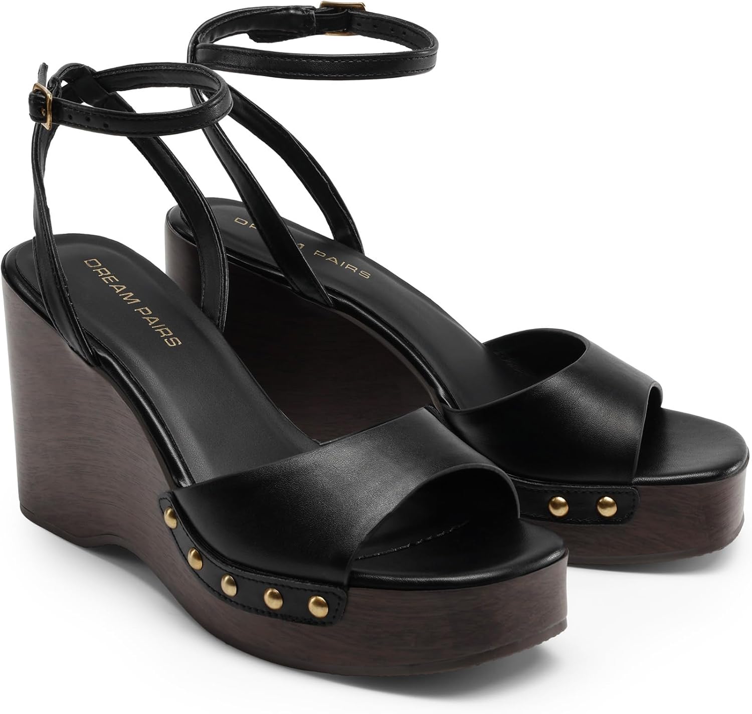 DREAM PAIRS Wedge Sandals for Women,Dressy Platform Square-Toe Ankle Buckle Studded Fashion Sandals for Summer - Image 5