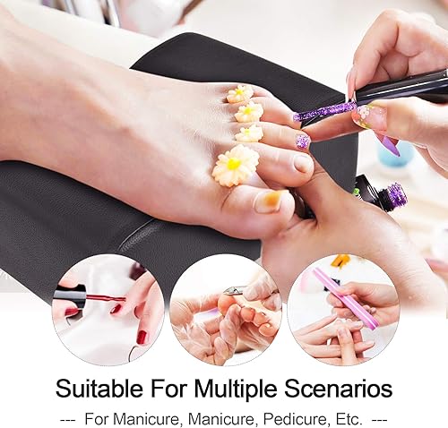 Miniatura 6 de Kalolary Reposapiés de manicura de pedicura ajustable altura del asiento técnico equipo de uñas de salón spa negro