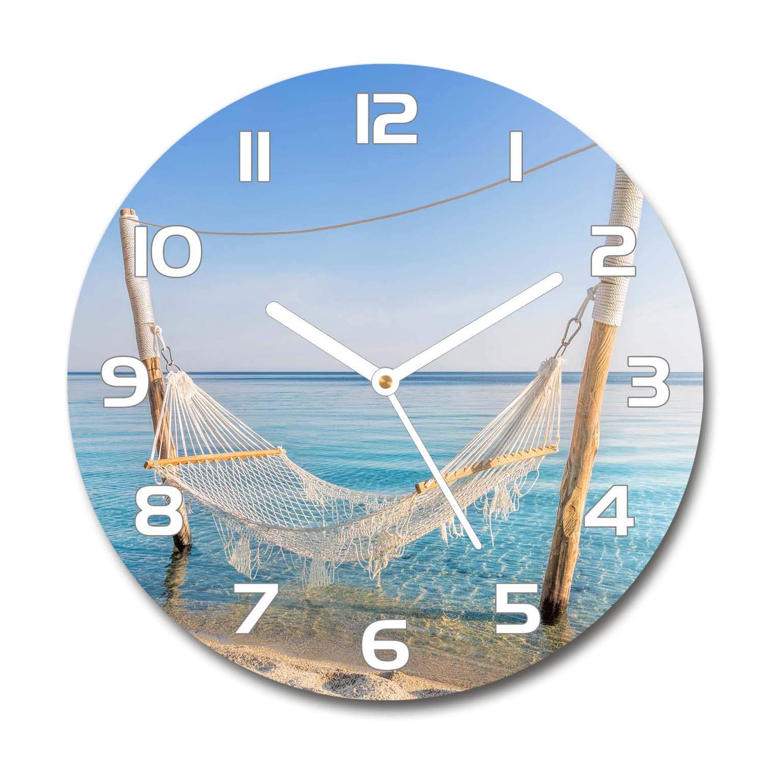 Horloge en Verre Silencieuse 60x60 cm avec Aiguilles Blanches Tulup