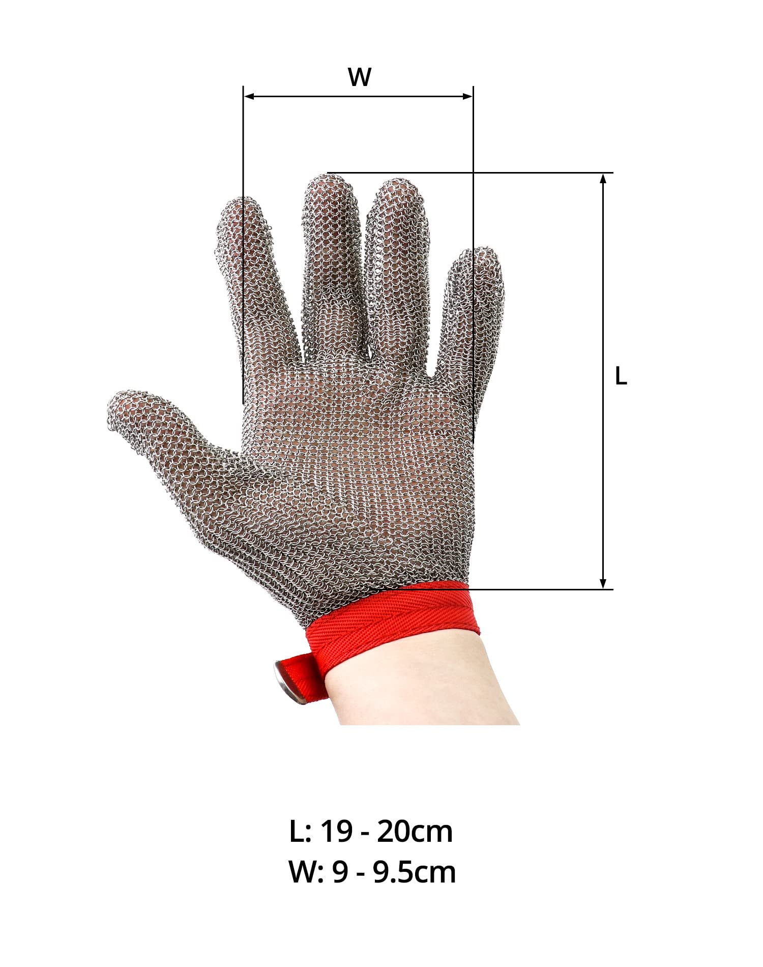 QWORK® Guante Resistente a Cortes para Tareas de Cocina y Uso Laboral - Acero Inoxidable 316L - Guante de Seguridad para Cocina, Jardín y Carpintería (M, 1 pieza)