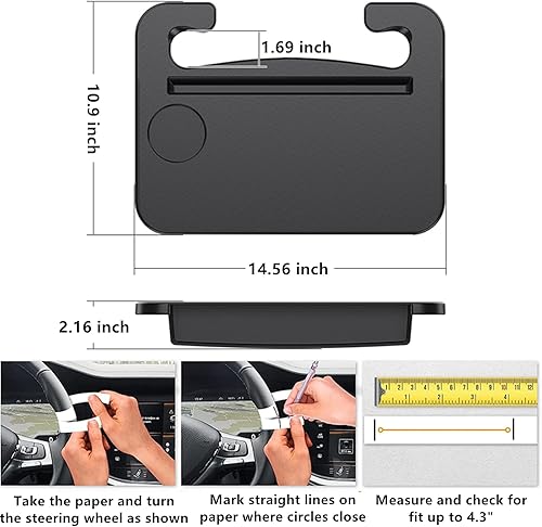Miniatura 6 de Bandeja 2 en 1 para volante de automóvilorganizador de espacio para asiento de automóvil, bandeja de alimentos para computadora portátil, para comer