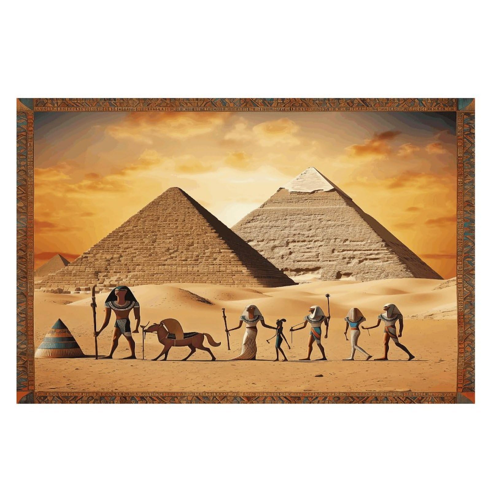 Ancient Egypt Placemats Non-Slip Heat Resistant Table Mats Flax Washable Cloth Place Mats Easy to Clean Premium Placemat for Kitchen Dining Table Decor Party Outdoor