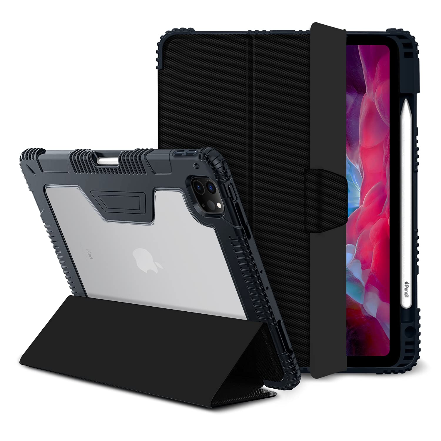 GRIPP Armor Rugged Protection Transparent Back Case for iPad Pro 11" | iPad Air 11" | iPad Air 10.9" with Shock Absorbing Bumper, Pencil Holder, Magnetic Closure & Auto Sleep/Wake Flip Cover - Black (B099N85R2V) Amazon Price History, Amazon Price Tracker