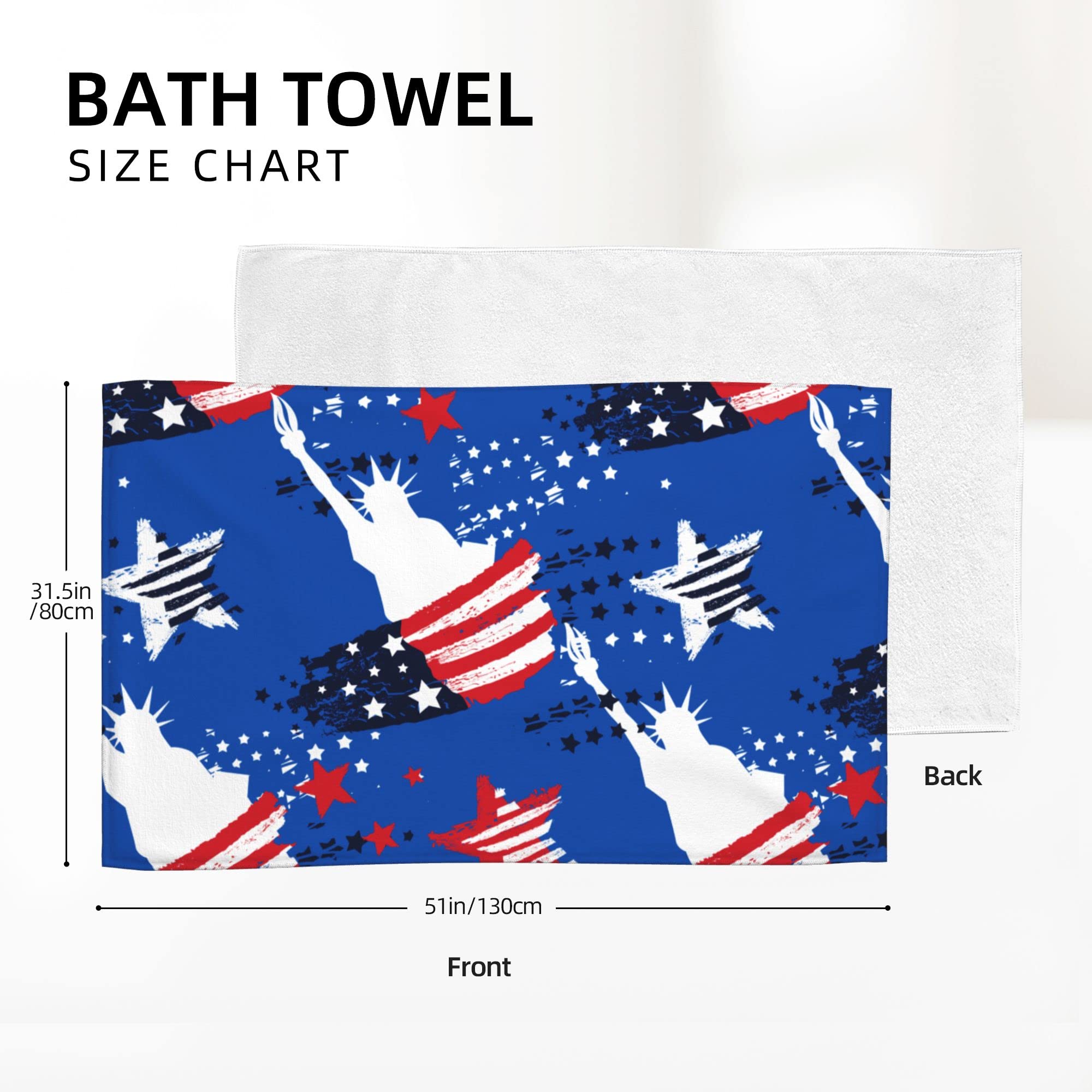 Amazon｜バスタオル 自由の女神像 アメリカ国旗 大型ビーチタオル 特大