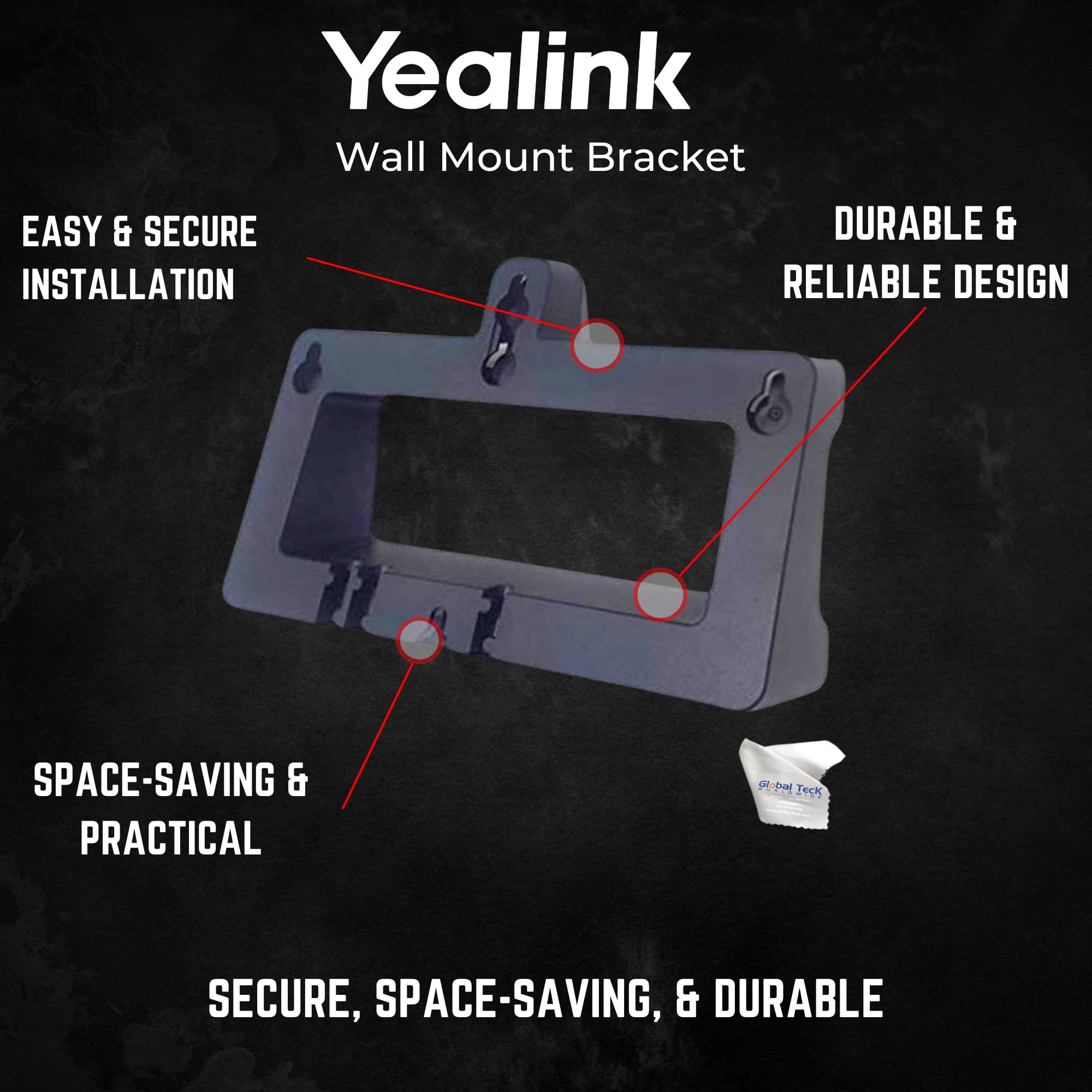 Yealink - Soporte de Pared para teléfonos SIP, IP, Escritorio con paño de Microfibra #Yea-WM-B