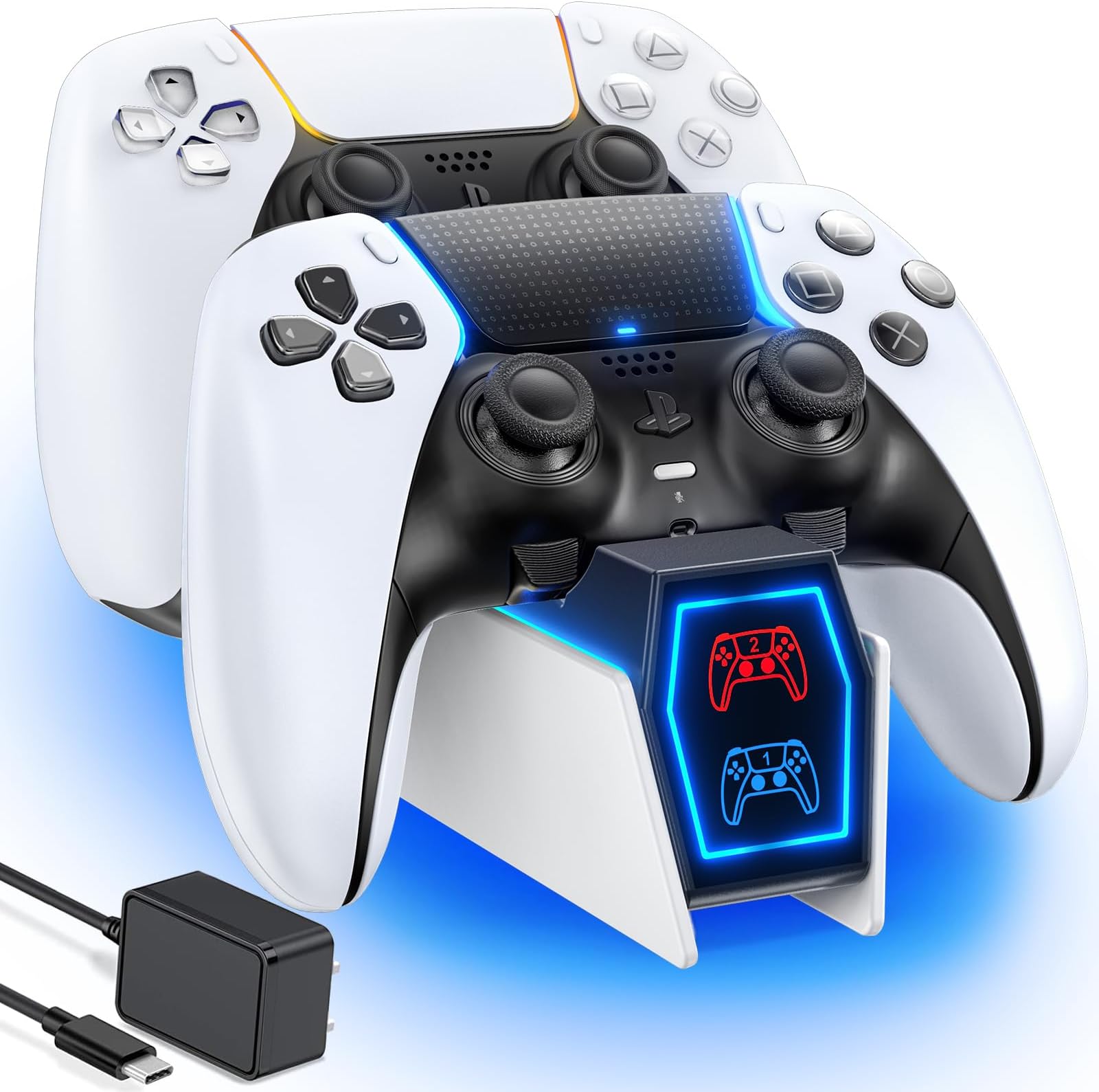 OIVO PS5 Controller Charging Station with EU Power Supply, Quick Charging for PS5 Controller & Edge Controller, PlayStation 5 Charging Station & Storage for DualSense