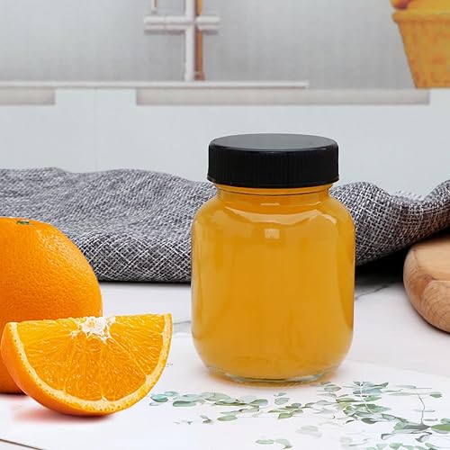 Miniatura 4 de QAPPDA Juego de 48 tarros Mason de 2 onzas, tarros de vidrio para especias con tapas negras, botellas pequeñas de jugo de masón para chupitos de