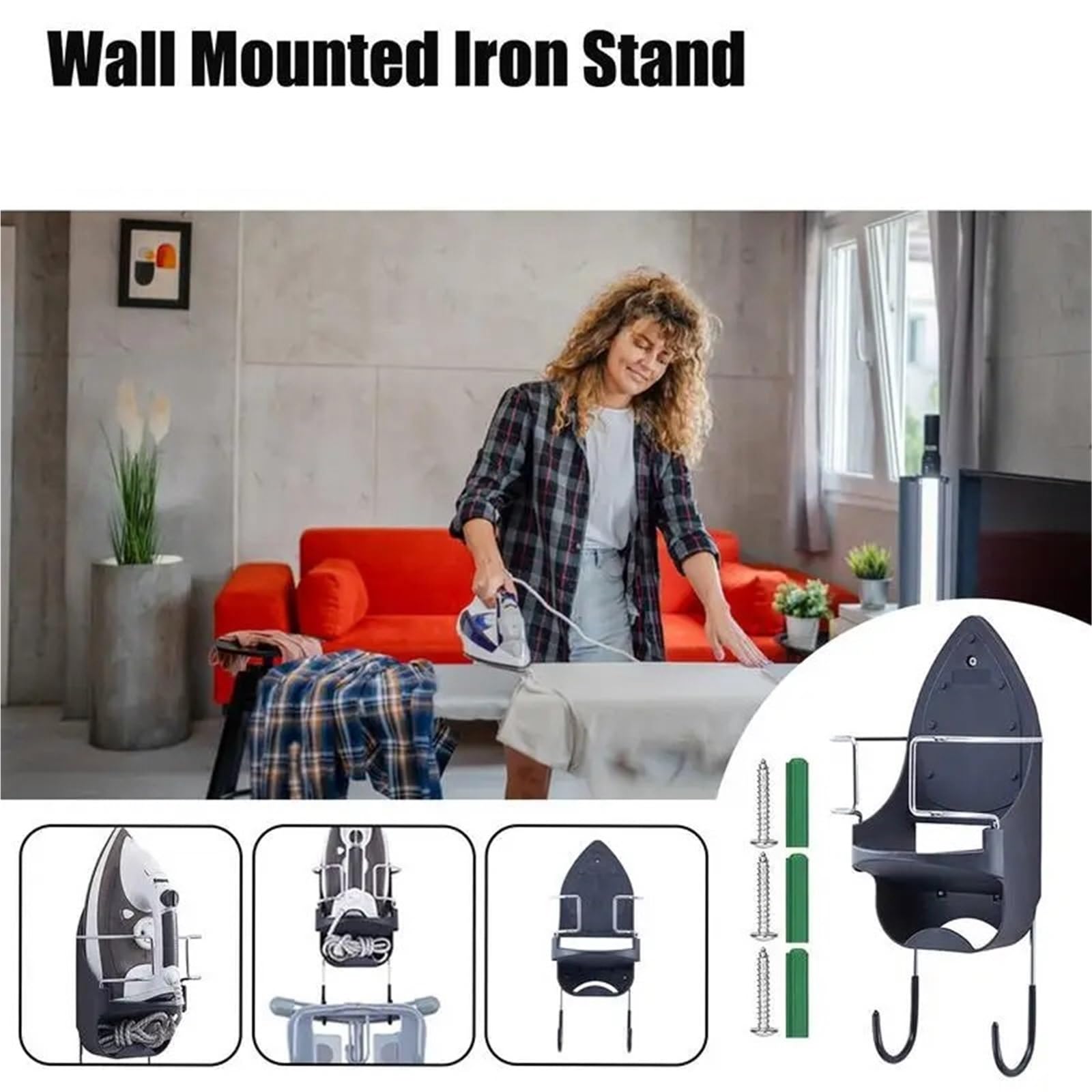 Bügeleisenhalterungen Wand-Bügelbrett, stabiler Bügelbrett-Ständer, Bügelbrett-Türaufhänger, Bügelbrett-Haken über der Tür, Bügelbrett-Halter(WHITE)