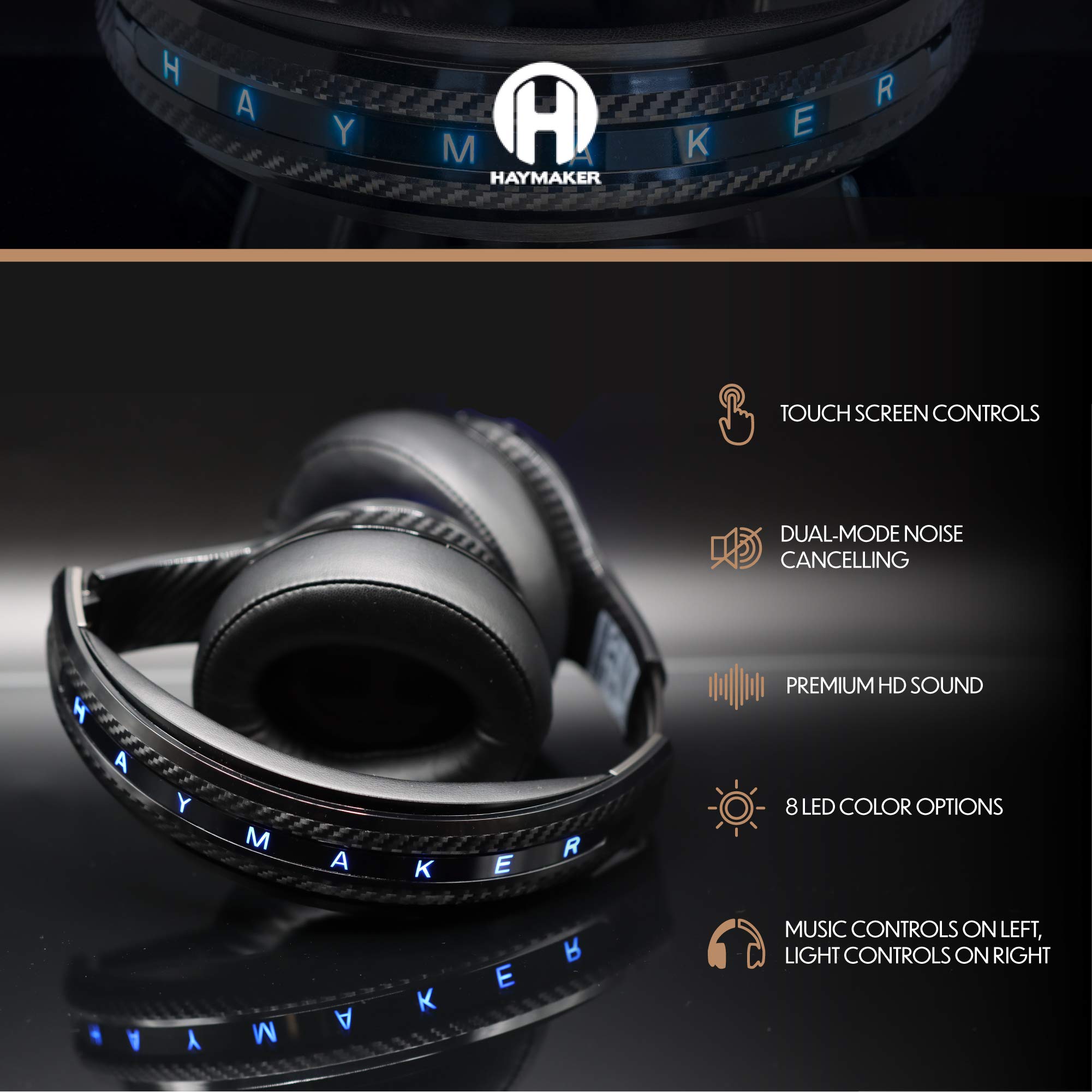 The Haymaker, bezprzewodowe słuchawki Bluetooth z redukcją szumów, dźwięk premium HD i długa żywotność baterii, konkurencyjny zestaw słuchawkowy do gier Xbox X/S, Xbox, PS5, PS4, PC, Switch, mobilne, czarne