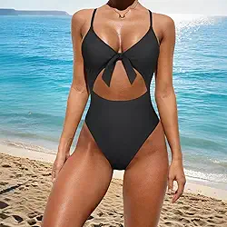 Maiô feminino emagrecedor de corte alto com recorte preto peça única maiô cruzado nas costas