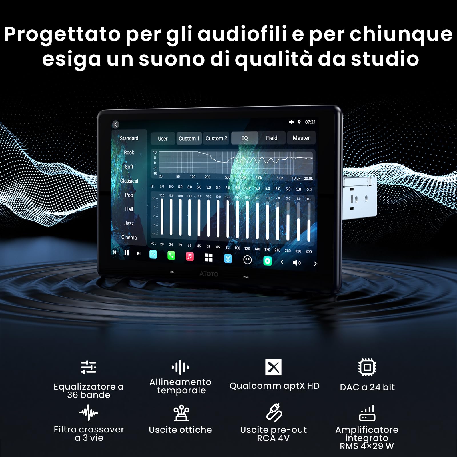 ATOTOZONE X10 10" Autoradio Android, Schermo Flottante, 1 DIN / 2 DIN, AI Agent & AI Vision, LiveView Re-moto, Sorveglianza Parcheggio, 4G LTE, 8G+128G, Audio 7.1.2 ch,CarPlay & Android Auto Wireless