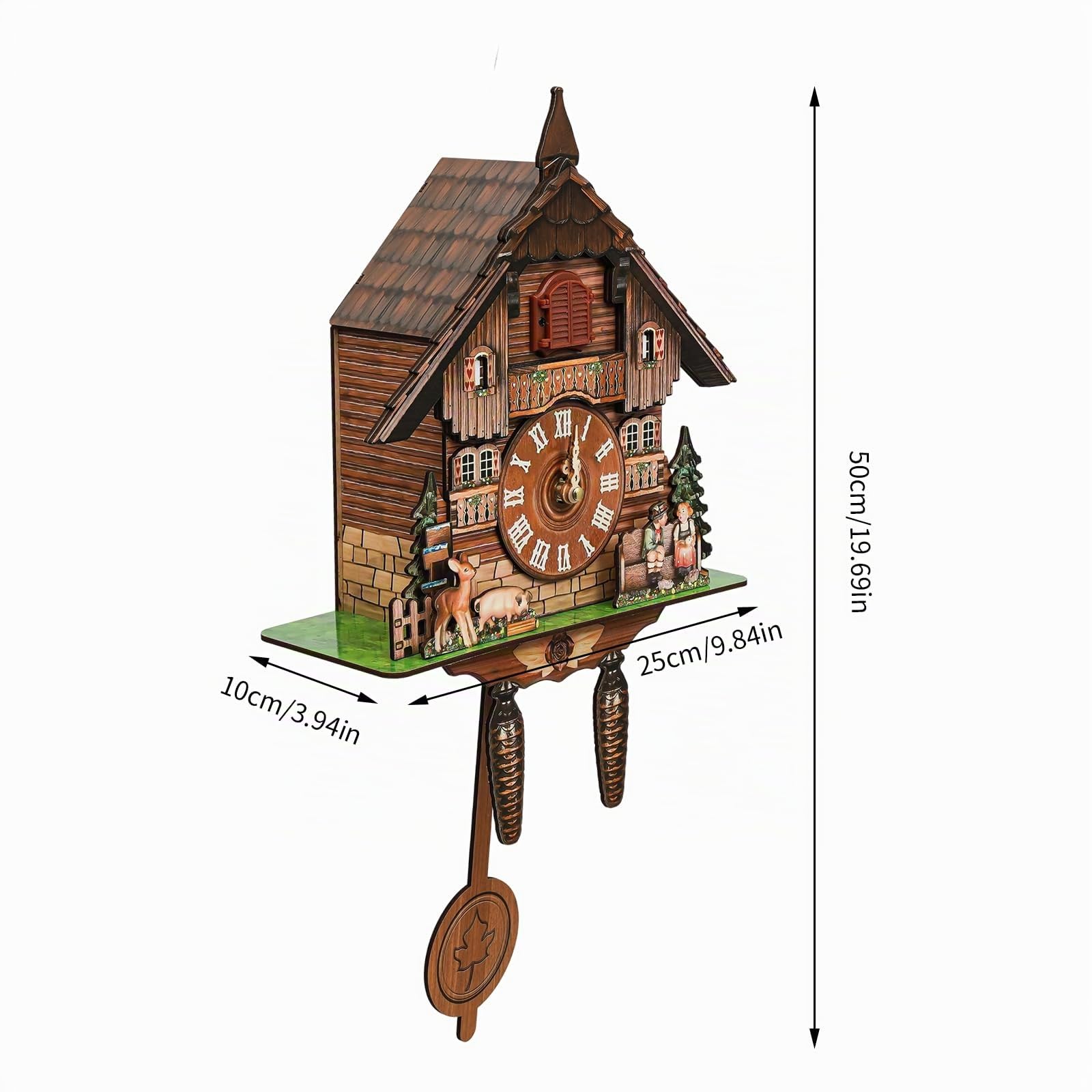 Reloj de Cuco, Relojes de Cuco Esculpidos de la Selva Negra, Reloj de Cuco con Escena Doméstica de Madera, Adecuado para la Decoración de Salón, Dormitorio, Cocina, Restaurante, Bar