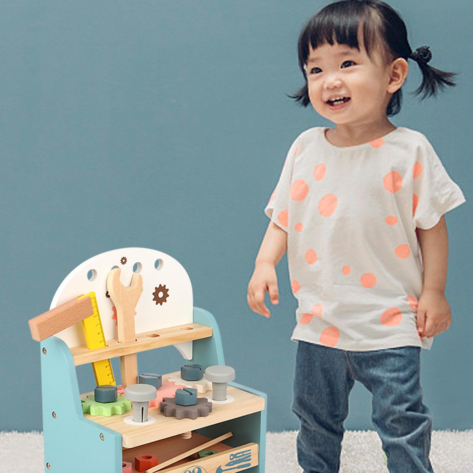 Giocattoli educativi per bambini, set di attrezzi da gioco, chiave inglese, martello, 25 pezzi, strumenti di riparazione in legno per apprendimento creativo, divertimento