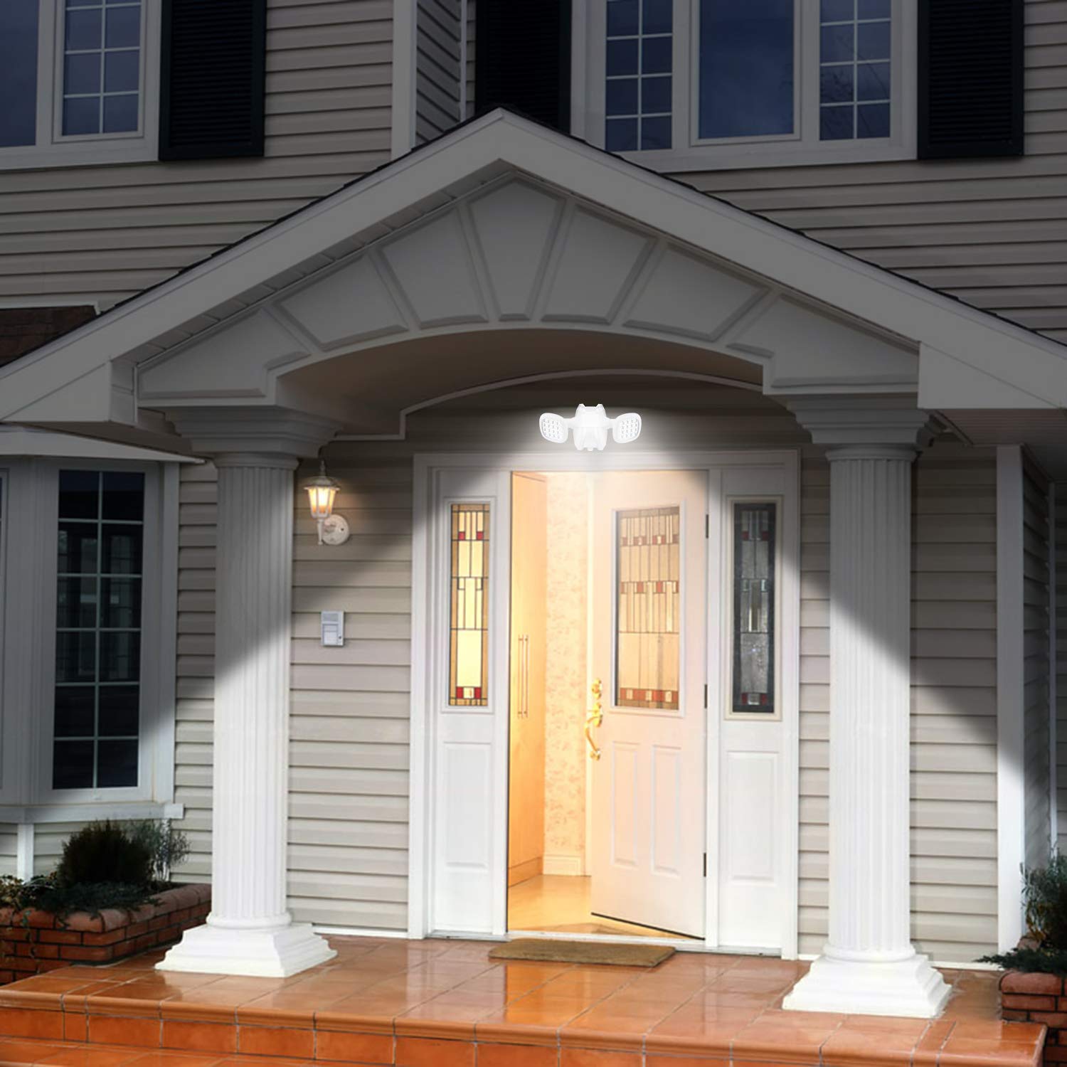 HONWELL Lumière de sécurité LED à piles, 6000K Lumière à détecteur de mouvement extérieur, IP65 Lumières de Sécurité Projecteurs, Lumière extérieure de Sécurité pour escalier, Couloir, Jardin, Blanc