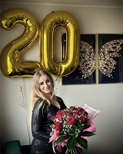 Miniatura 3 de Globo dorado de 40 pulgadas, grande, número 5, 5, 5, 15, 25, 35, 50, 55, decoraciones de celebración de cumpleaños, globos de aluminio 5 Mylar helio