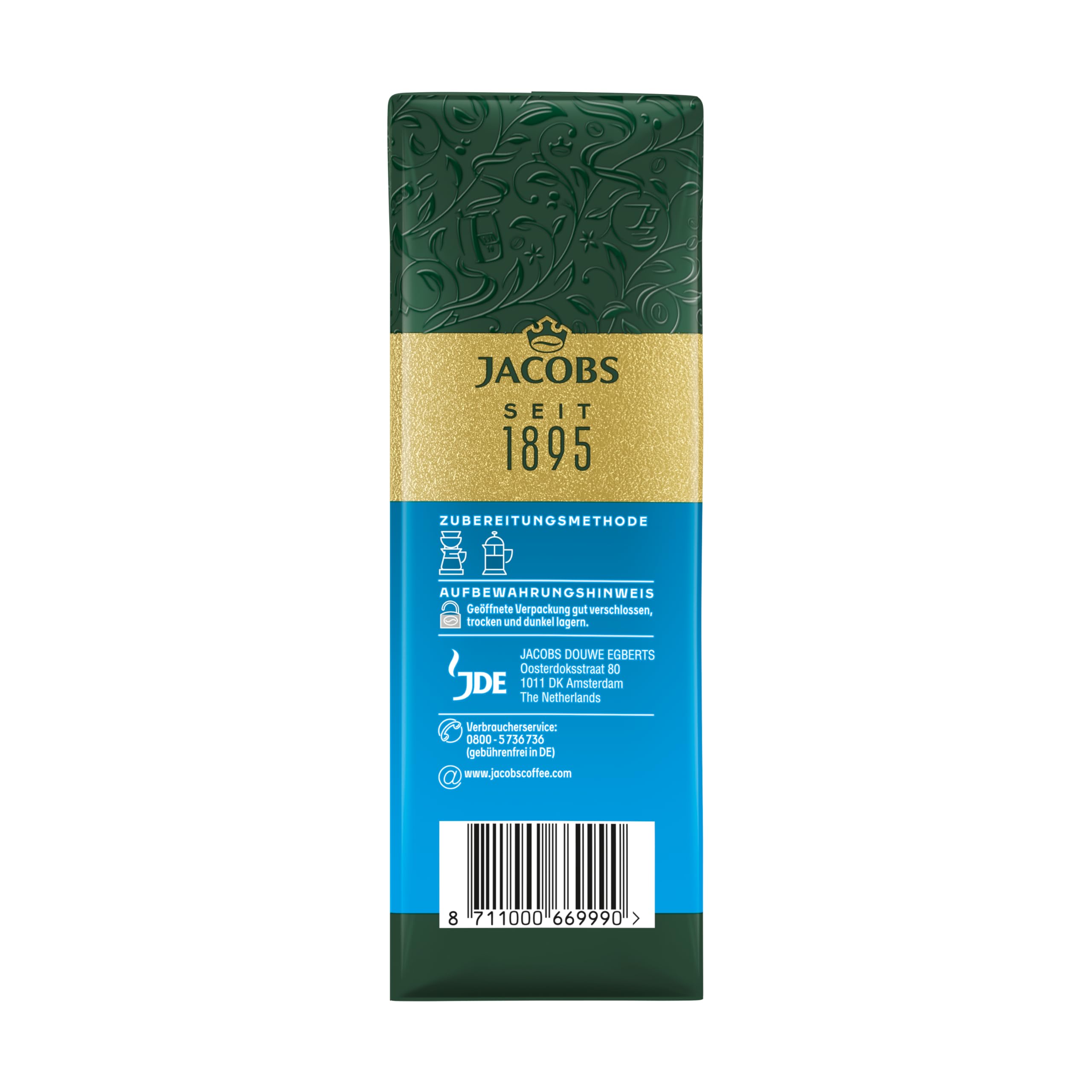 Jacobs Filterkaffee Auslese Mild & Sanft, helle Röstung, Kaffee gemahlen, geröstet in Deutschland, ideal für Filterkaffeemaschine & French Press, Intensität 5/10, 500 g