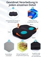 Travel Ease Ergonomikus Ülőpárna - Prémium Gél Memóriahabos Ülőlap Csúszásgátló Alappal, Hosszú Üléshez, Irodai Székhez, Autóüléshez, Gamer  5