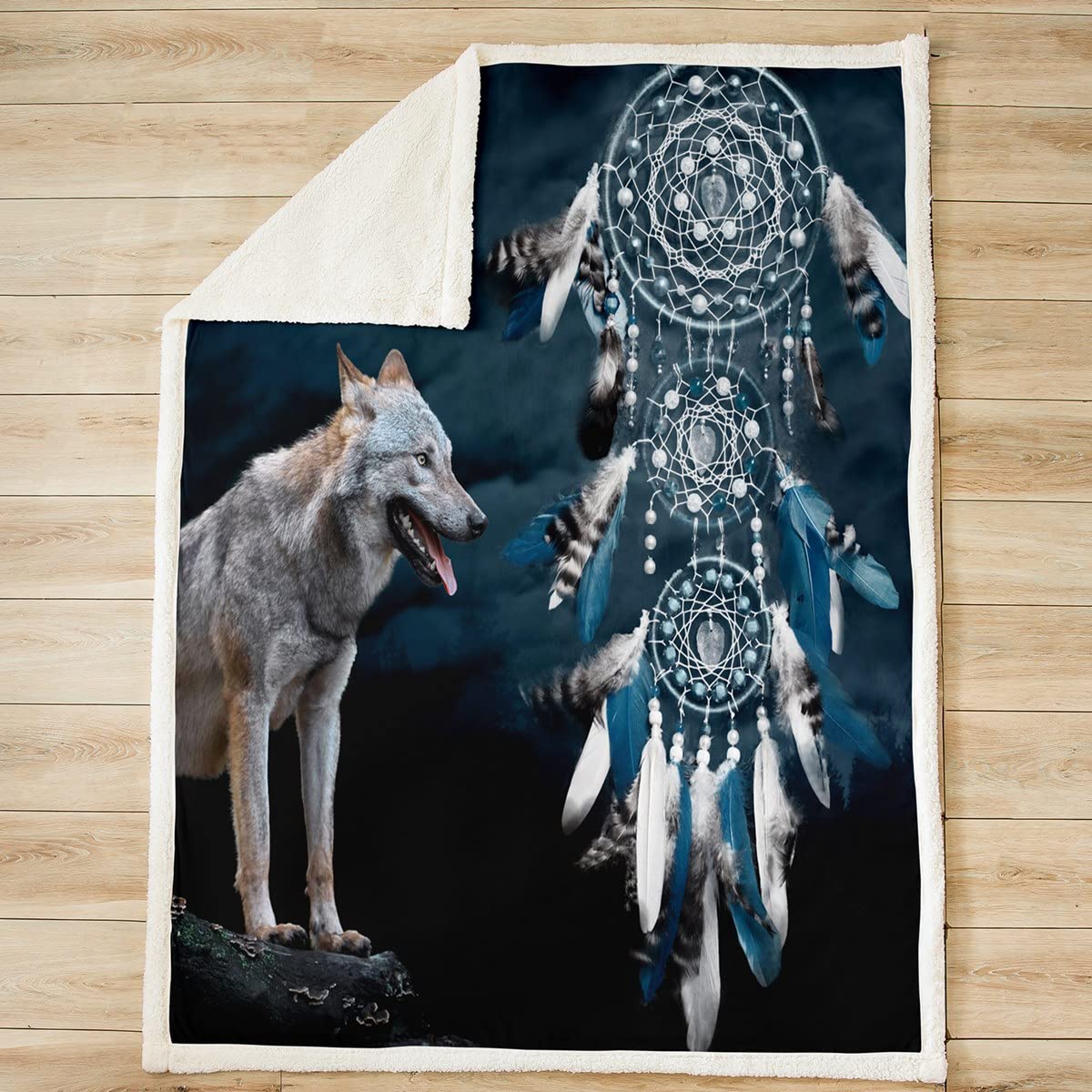 Dreamcatcher Coperta in pile Boho Dream Catcher Lupo Coperta di