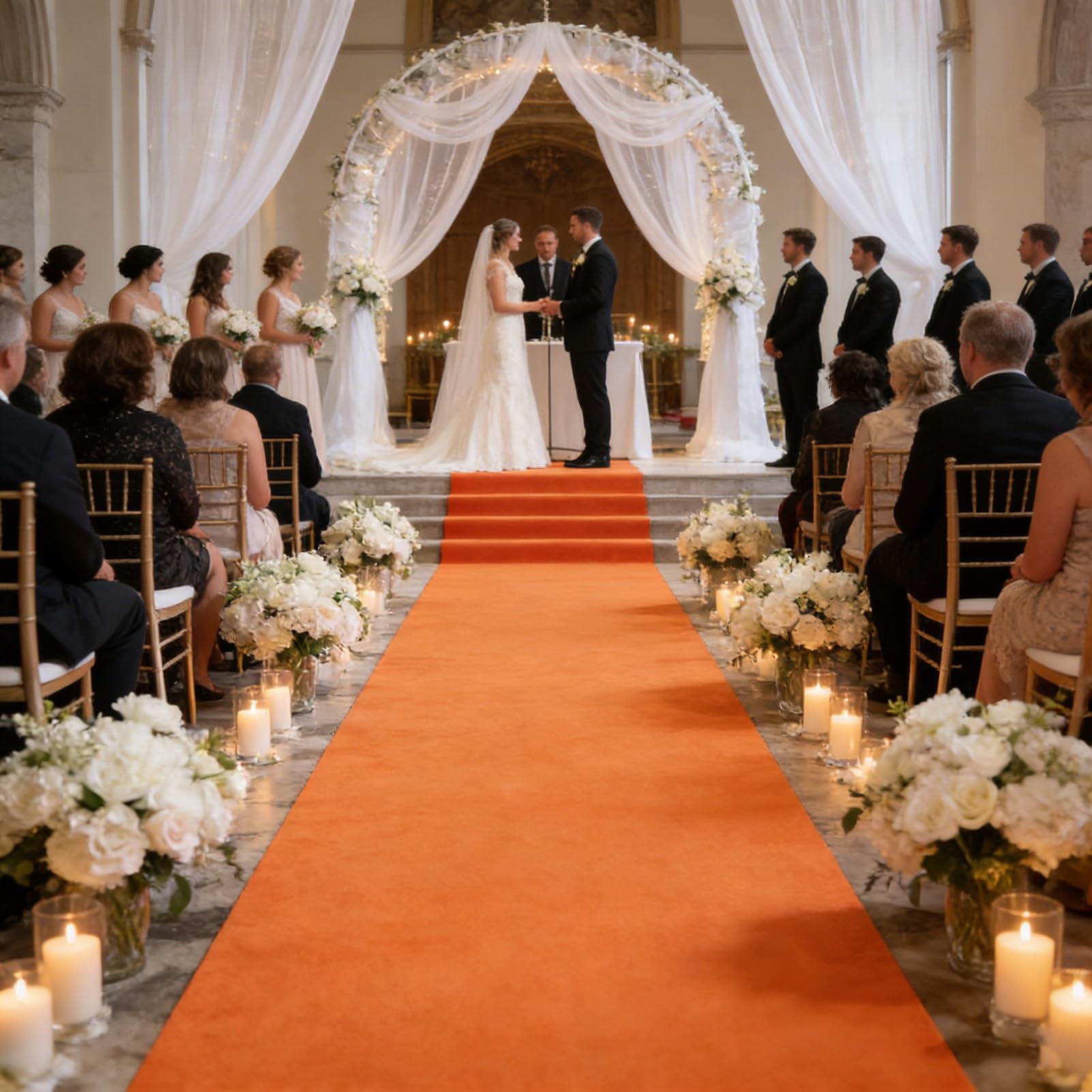 Premium-Einweg-Event-Teppichrolle, Rutschfester Bodenbelag Für Hochzeiten, Gänge, Veranstaltungen Und Gewerbeflächen(Orange,3.3x32.8ft)