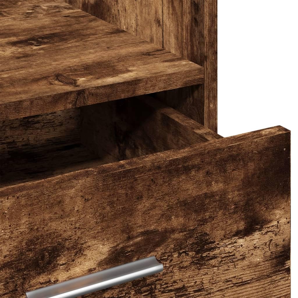 Scrivania in legno di rovere affumicato con ruote, piano superiore inclinabile, cassetto, 55 x 55 x 107 cm, segretario mobile per ufficio, casa, presentazione, spazio di archiviazione
