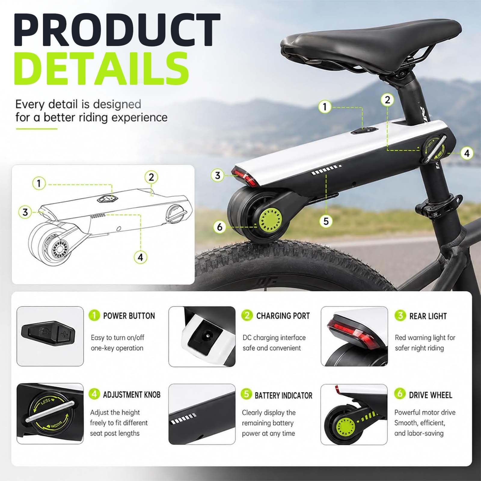 Kit D'assistance électrique pour Vélo, Vitesse Maximale De 25 Km/H | Autonomie De 50 Km, Avec Application De Contrôle Intelligente, Pour Les Balades En Extérieur, Les Trajets Quotidiens