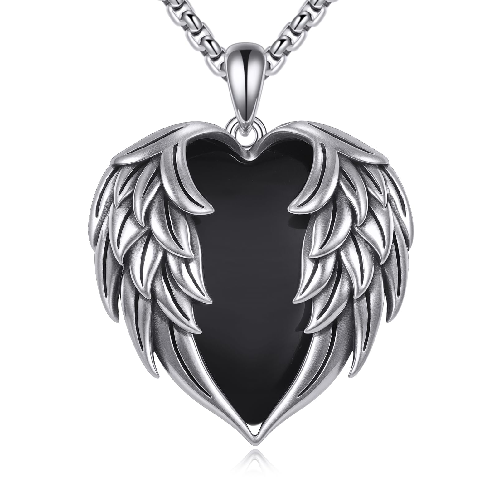 Collier ailes d'ange argent et onyx noir POPLYKE cadeau idéal - 7