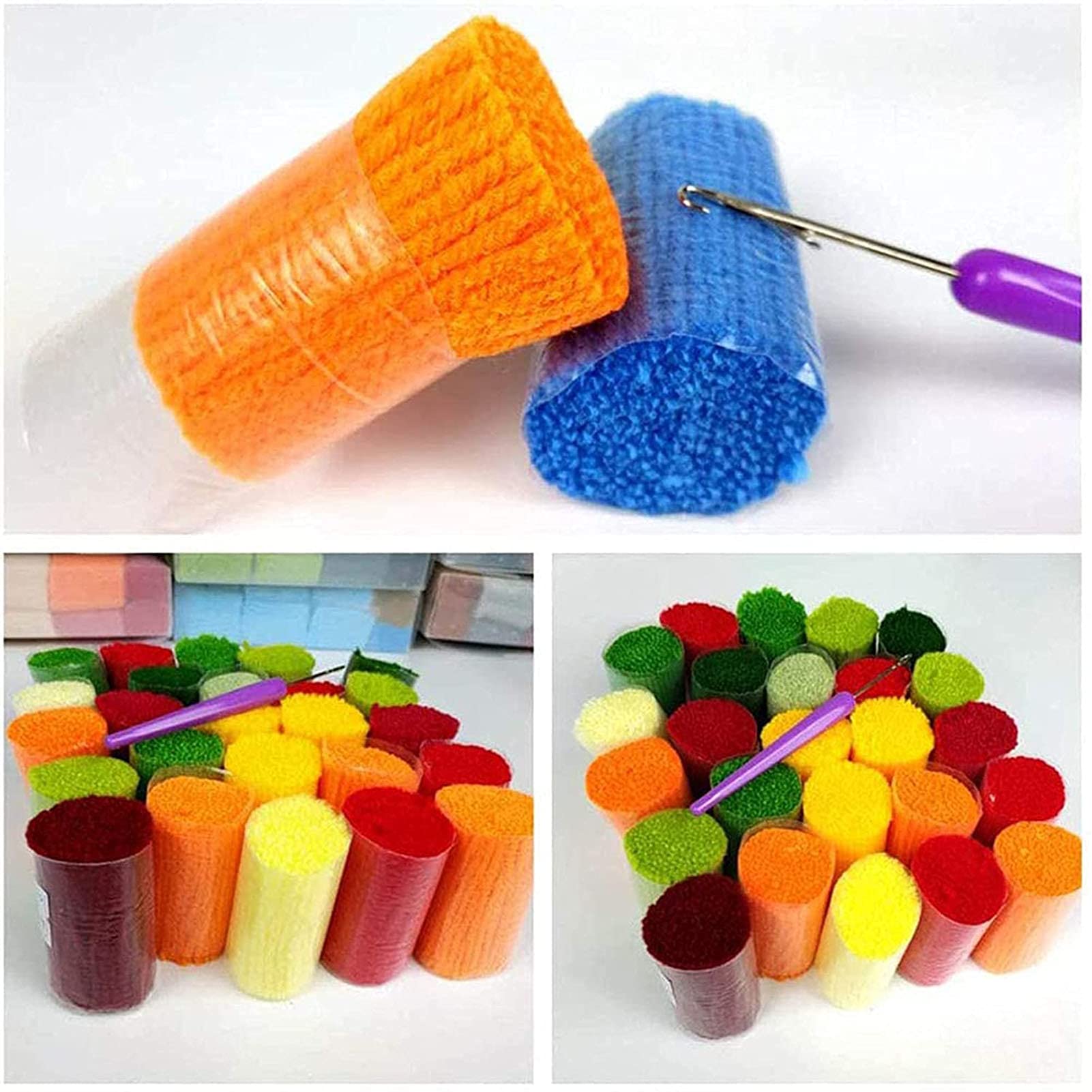 DACUN Knüpfhaken-Kits für Erwachsene DIY Knüpfhaken Teppich-Sets für Kinder, Häkelset für Anfänger, Teppichherstellungs-Sets mit bedruckter Leinwand, Mini-Teppich-Nähset, 53,3 x 45,7 cm (Farbe: A)