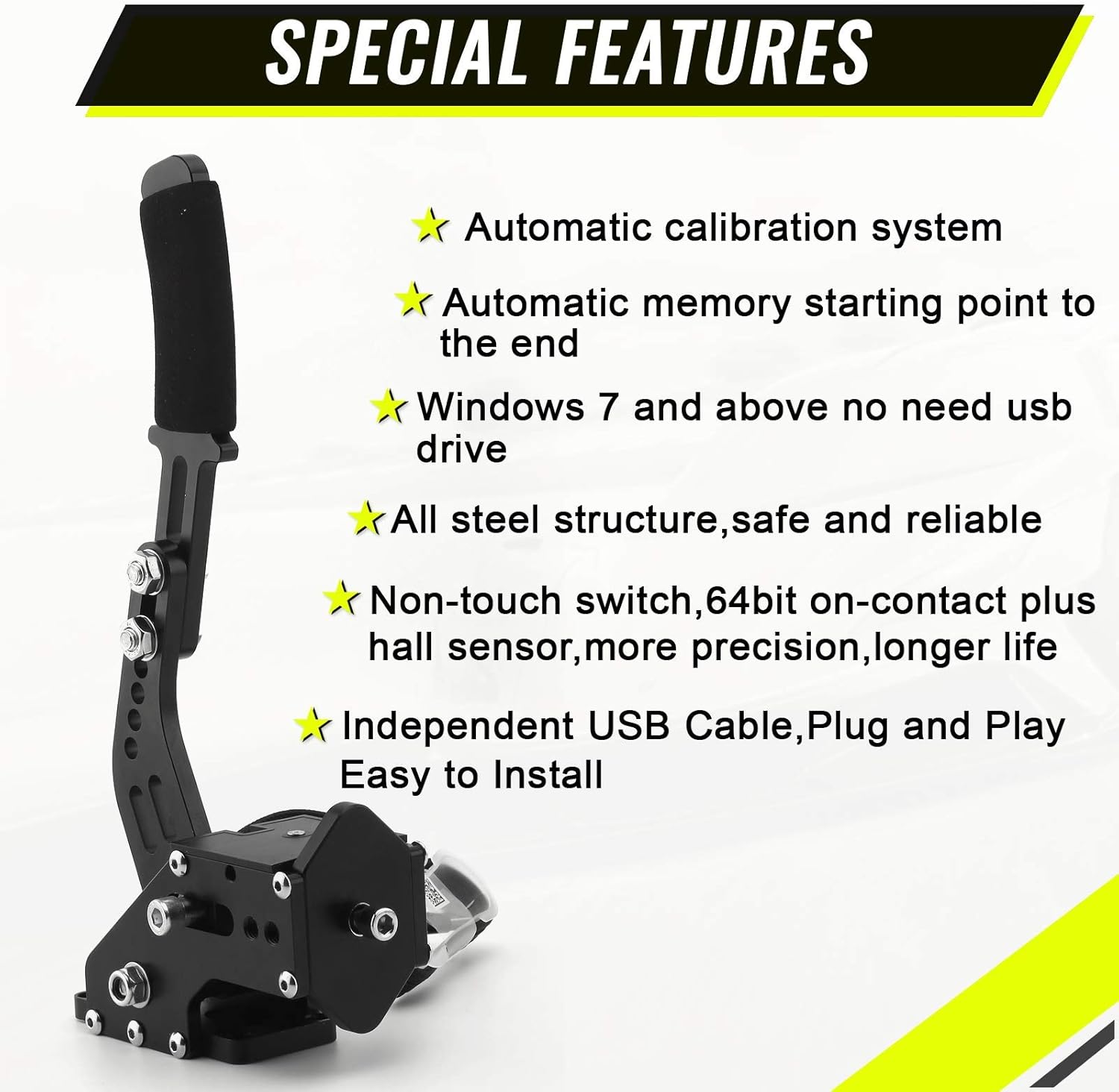 RASTP Universal Racing Steering Wheel with 64Bit PC USB Handbrake SIM for Racing Games Logitech G27 G25 G29 T500 T300 FANATECOSW LFS DIRT RALLY.2