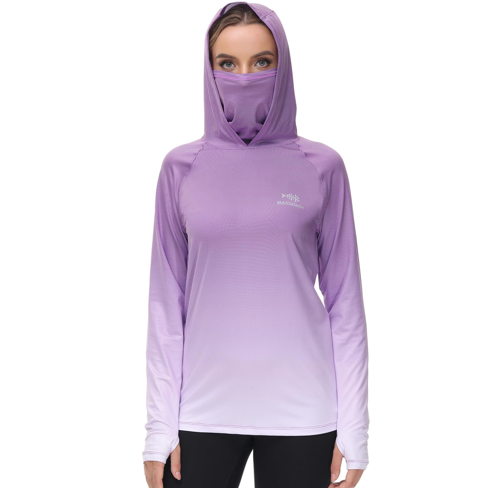 Bassdash Damen Angel Kapuzenshirt mit UPF 50+ Daumenlöchern für Gesichtsmaske FS23W