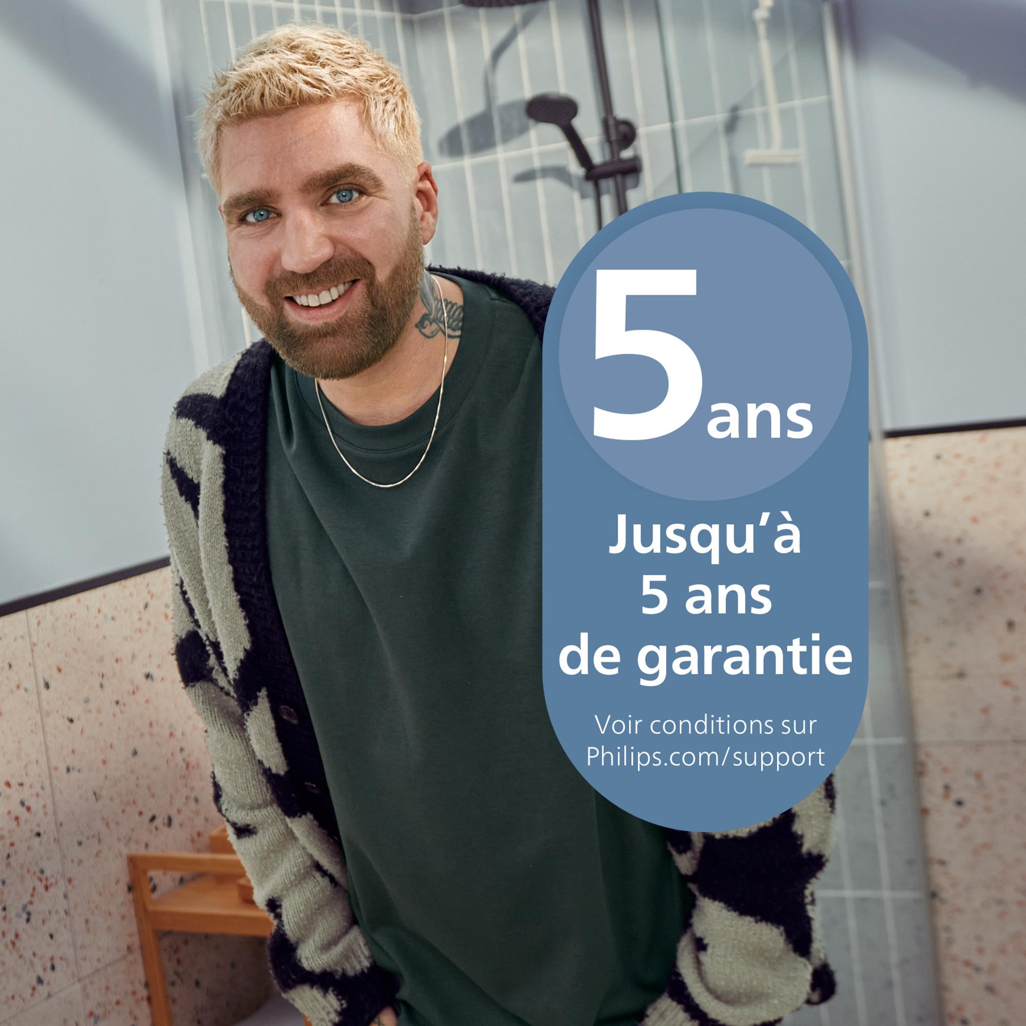 Philips Tondeuse à barbe série 3000 - Lames en métal auto-affûtées, 40 hauteurs de coupe réglables, Sabot Lift & Trim, 100% étanche, Indicateur d’autonomie, Recharge par USB, Modèle BT3660/15